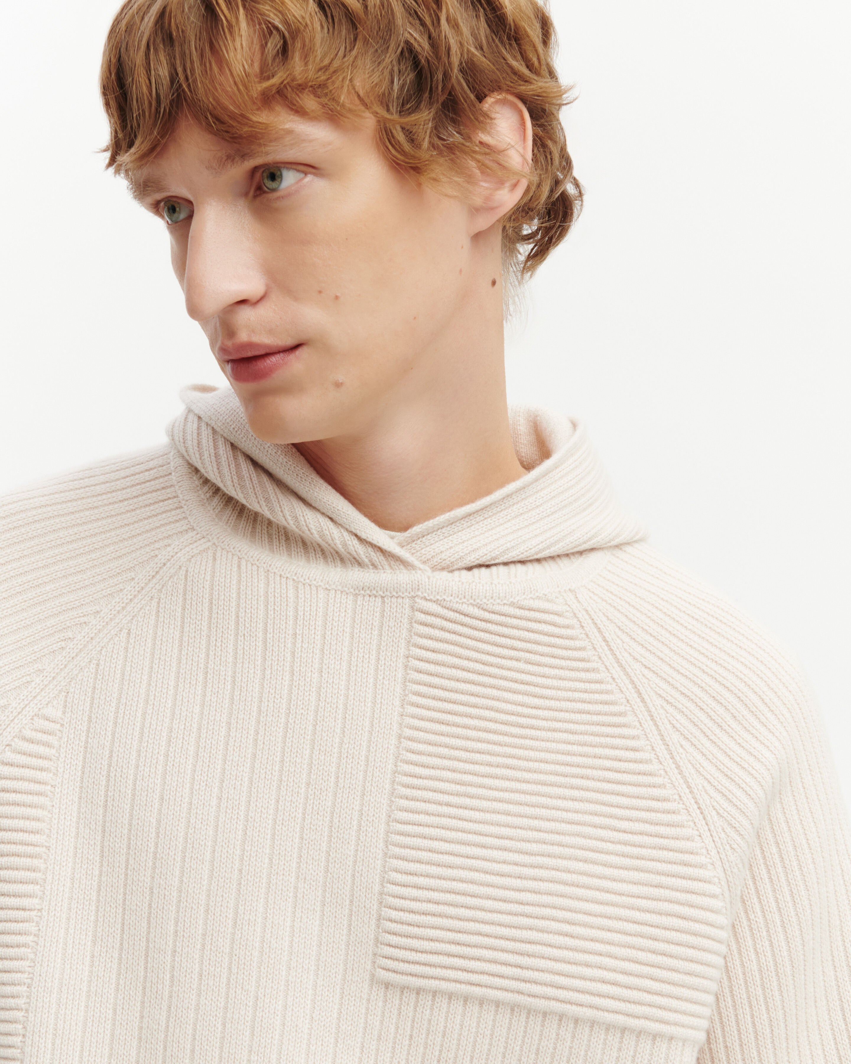 Pull à capuche ottoman-CREAM-70% laine 30% cachemire