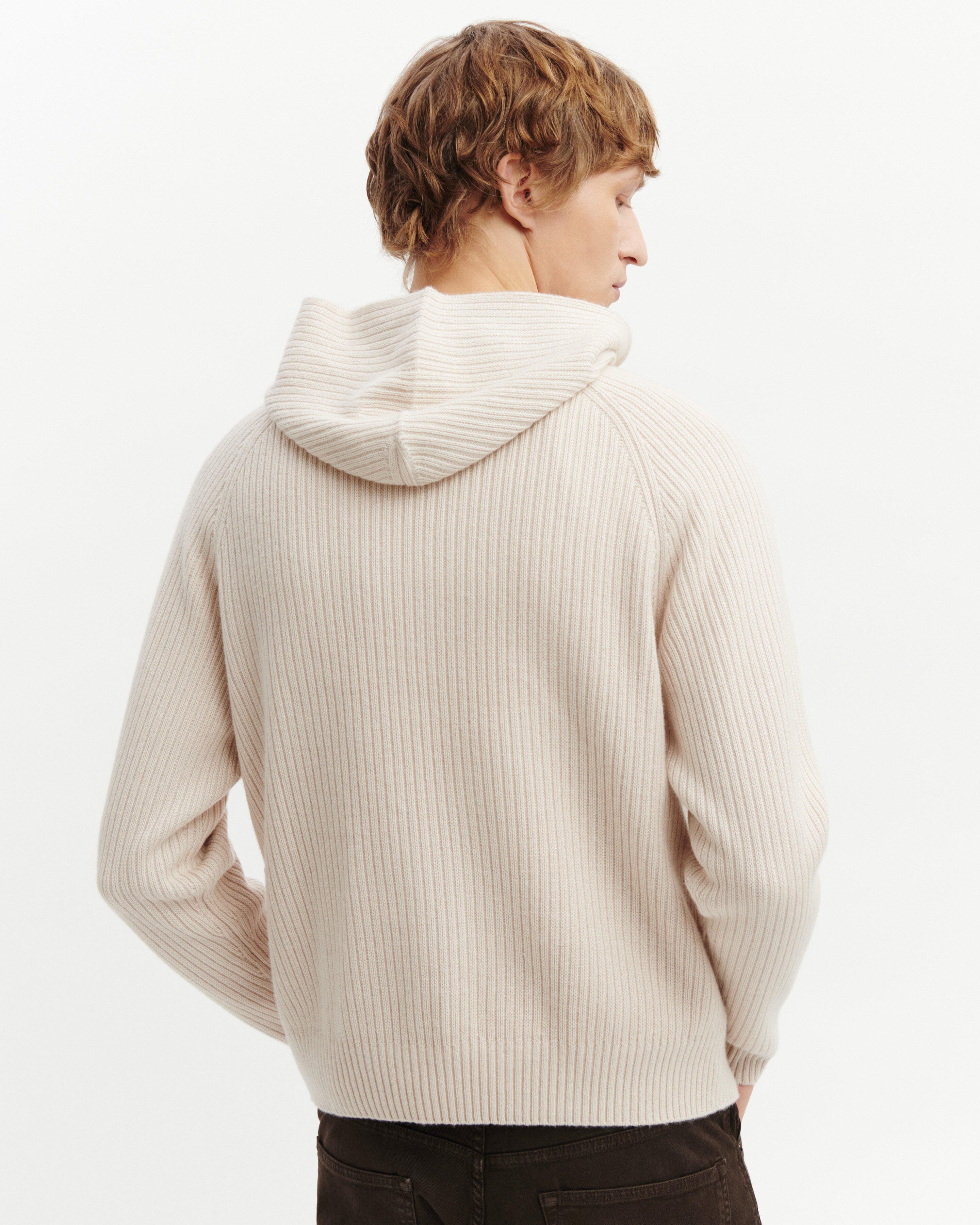 Pull à capuche ottoman-CREAM-70% laine 30% cachemire