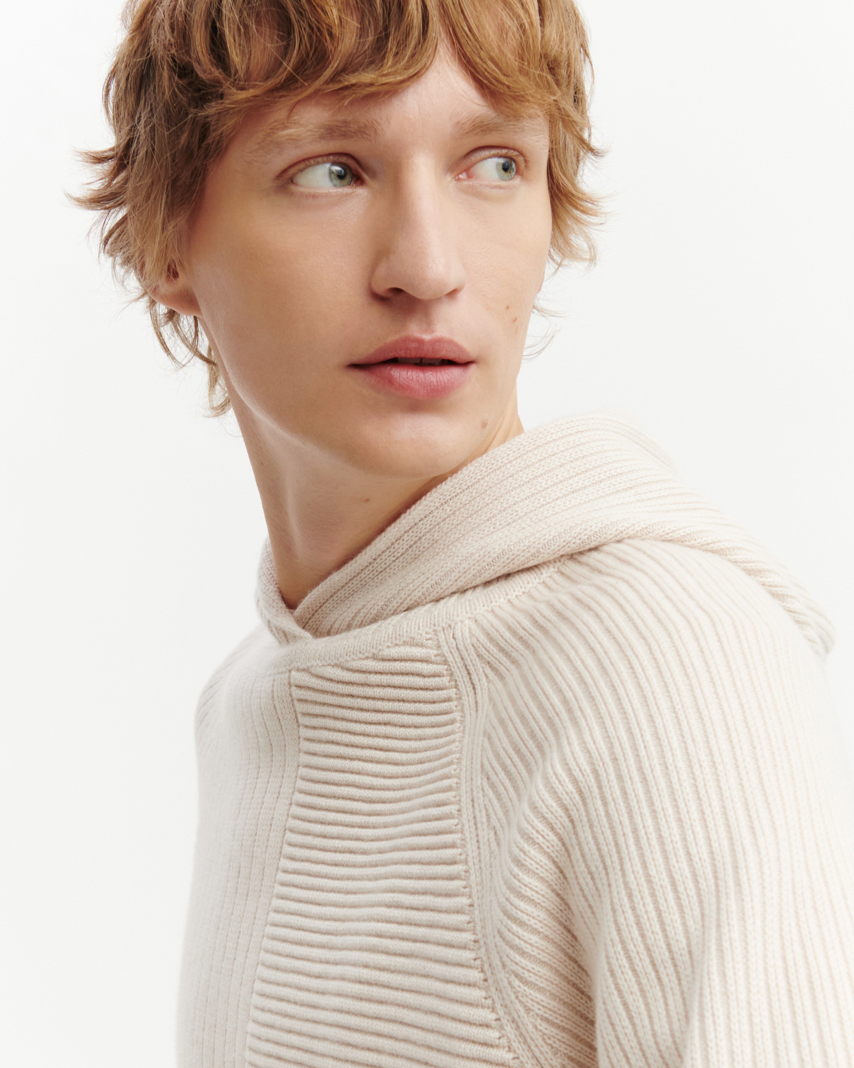 Pull à capuche ottoman-CREAM-70% laine 30% cachemire