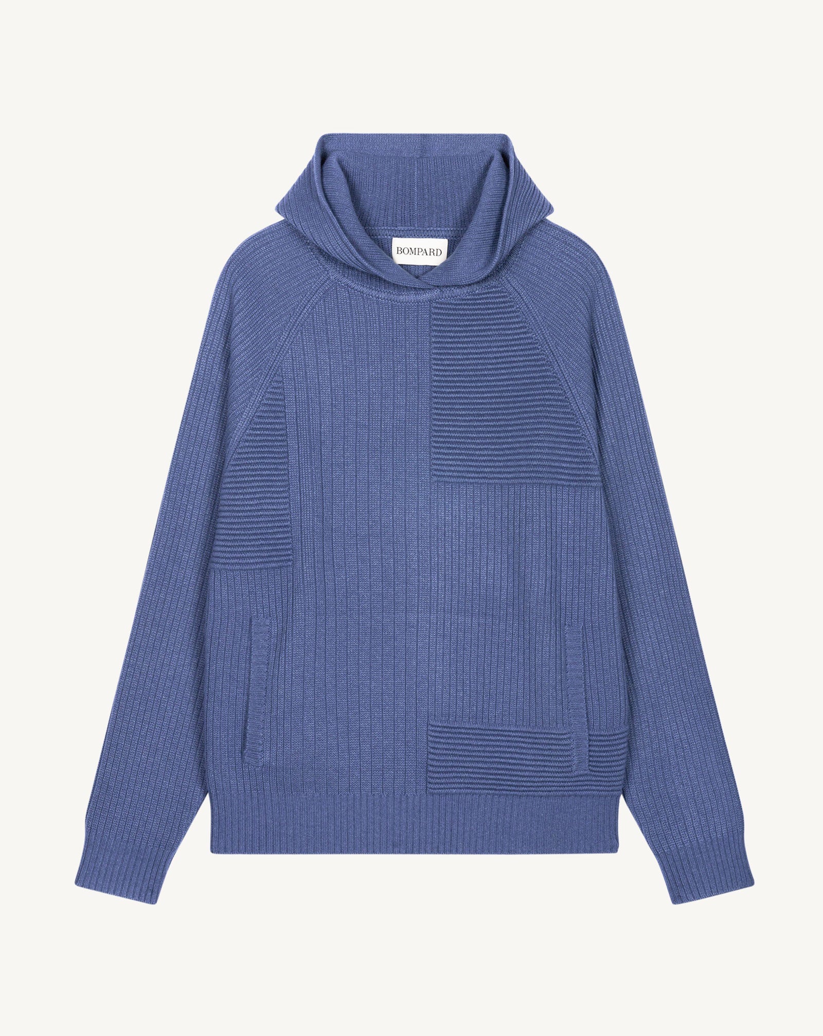 Pull à capuche ottoman-BLEU ATLAS-70% laine 30% cachemire
