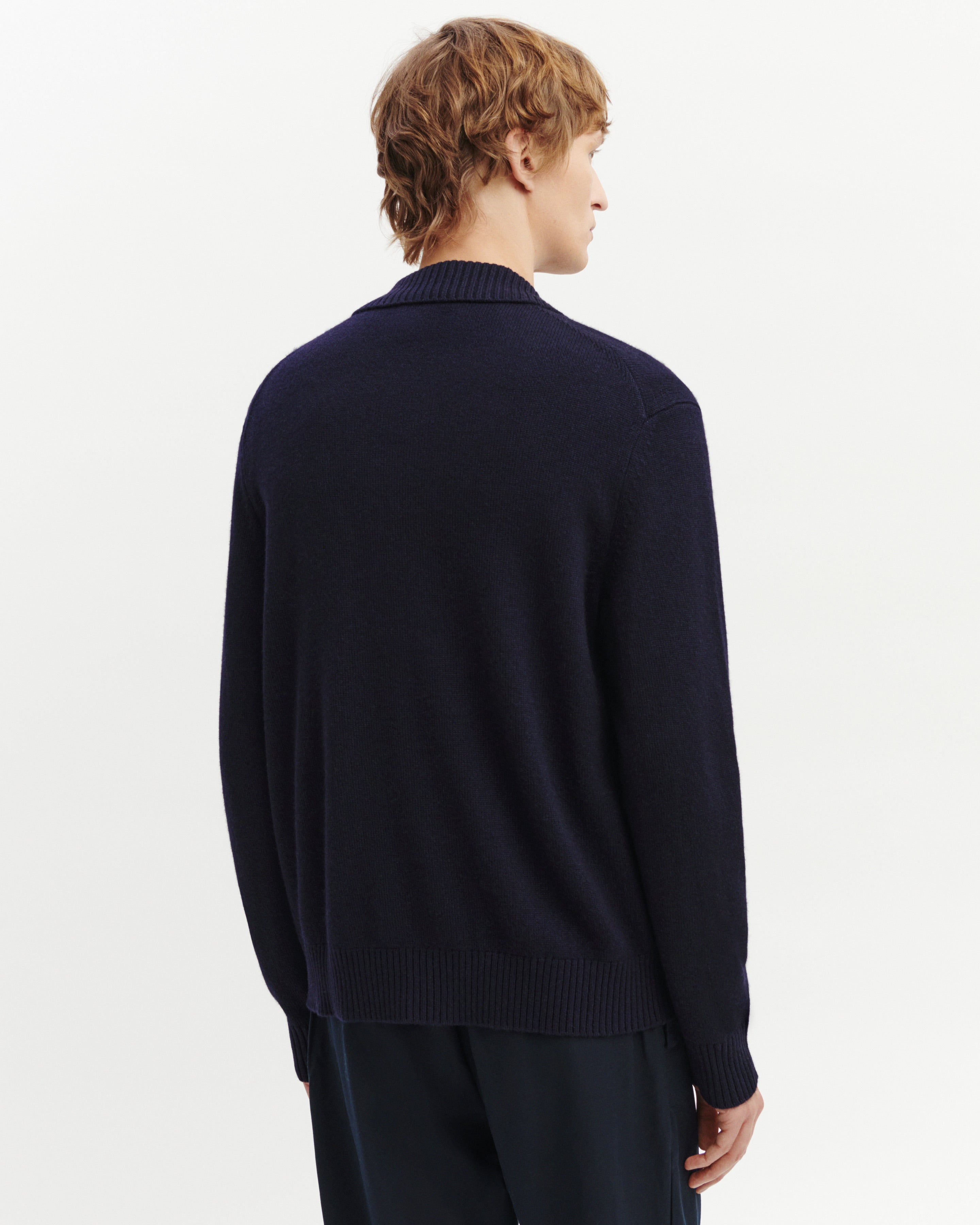 Cardigan col chemise-MARINE-70% cachemire 30% soie