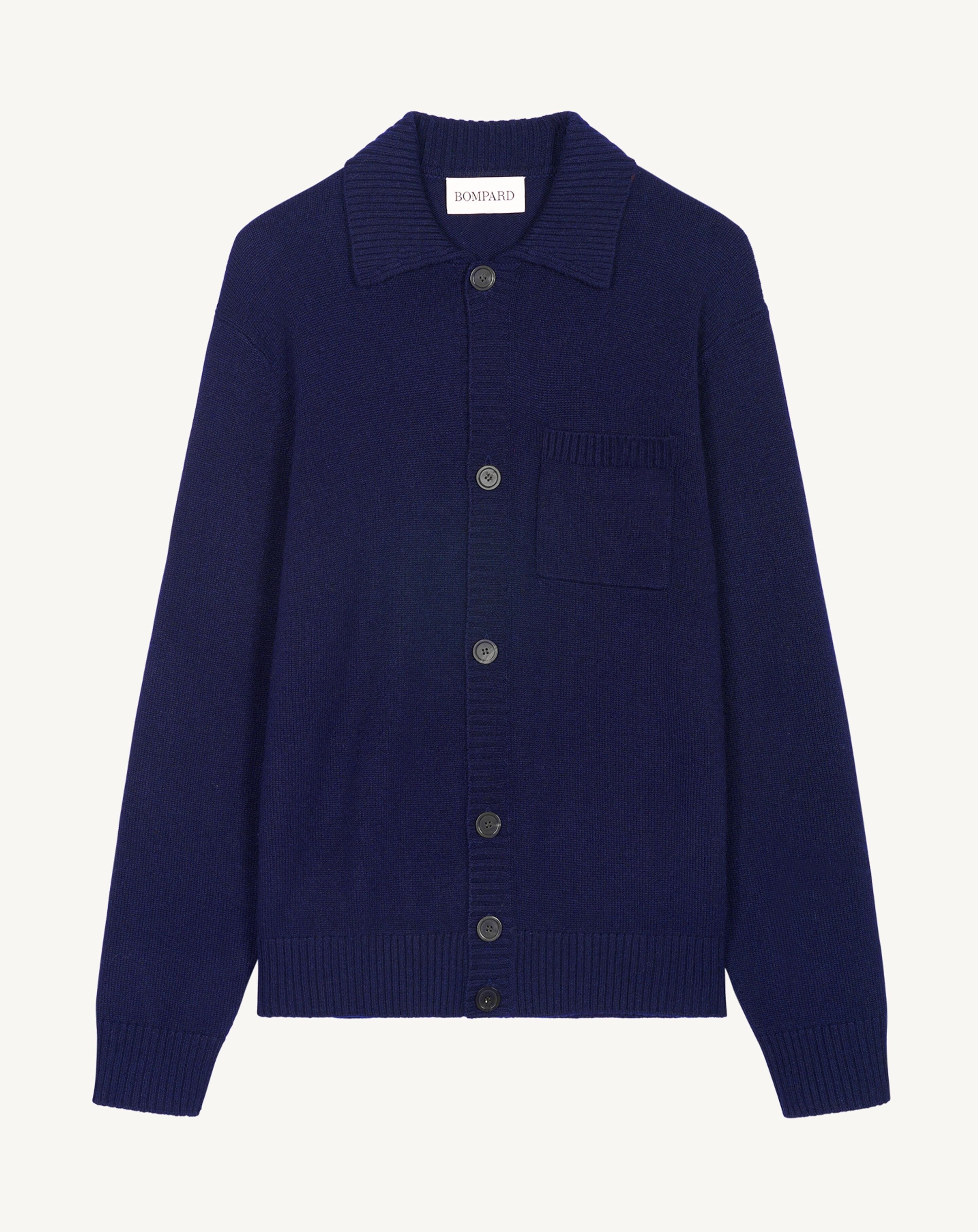 Cardigan col chemise-MARINE-70% cachemire 30% soie
