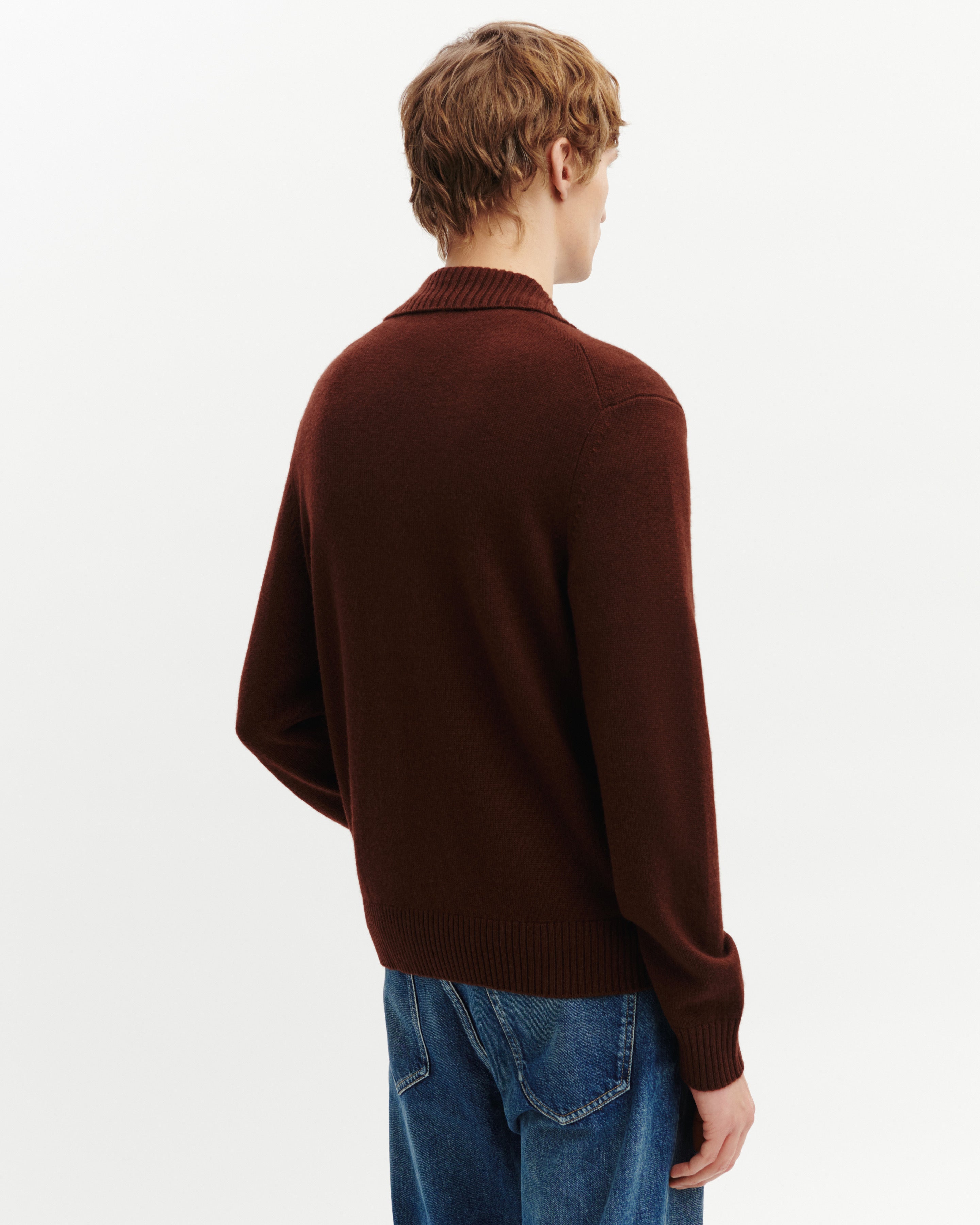 Cardigan col chemise-CAFE-70% cachemire 30% soie