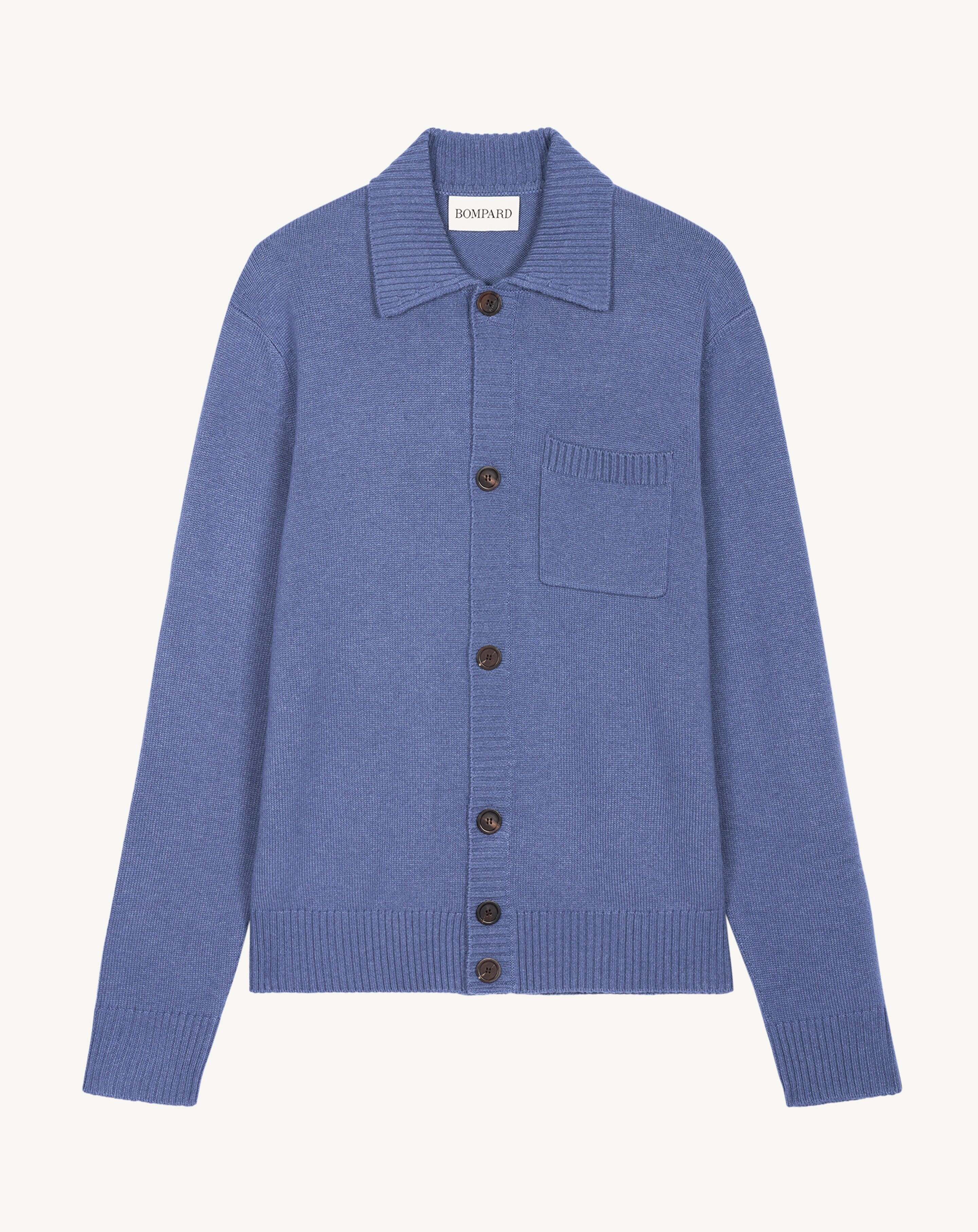Cardigan col chemise-BLEU ATLAS-70% cachemire 30% soie