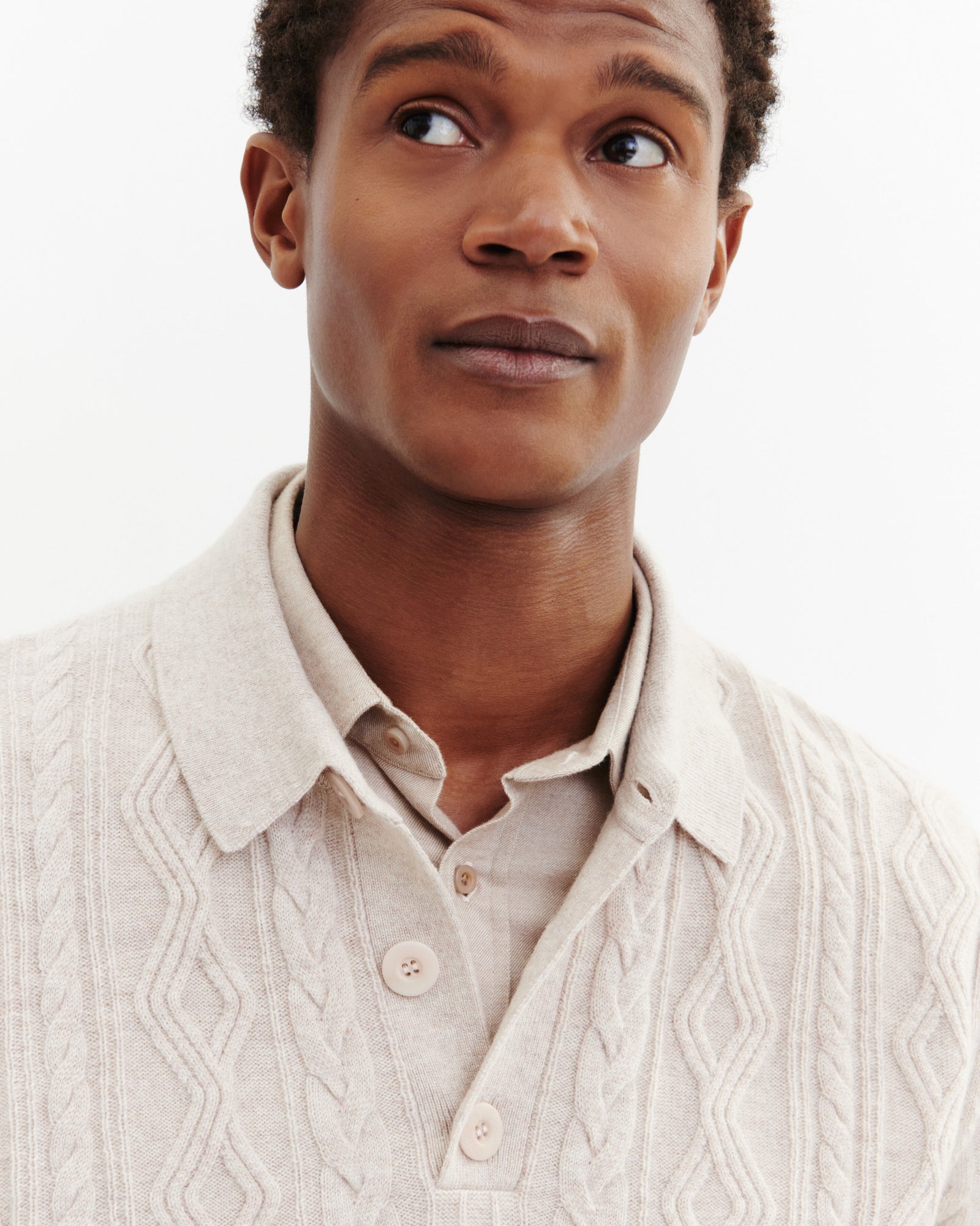 Polo à torsades-TOURTERELLE-100% cachemire