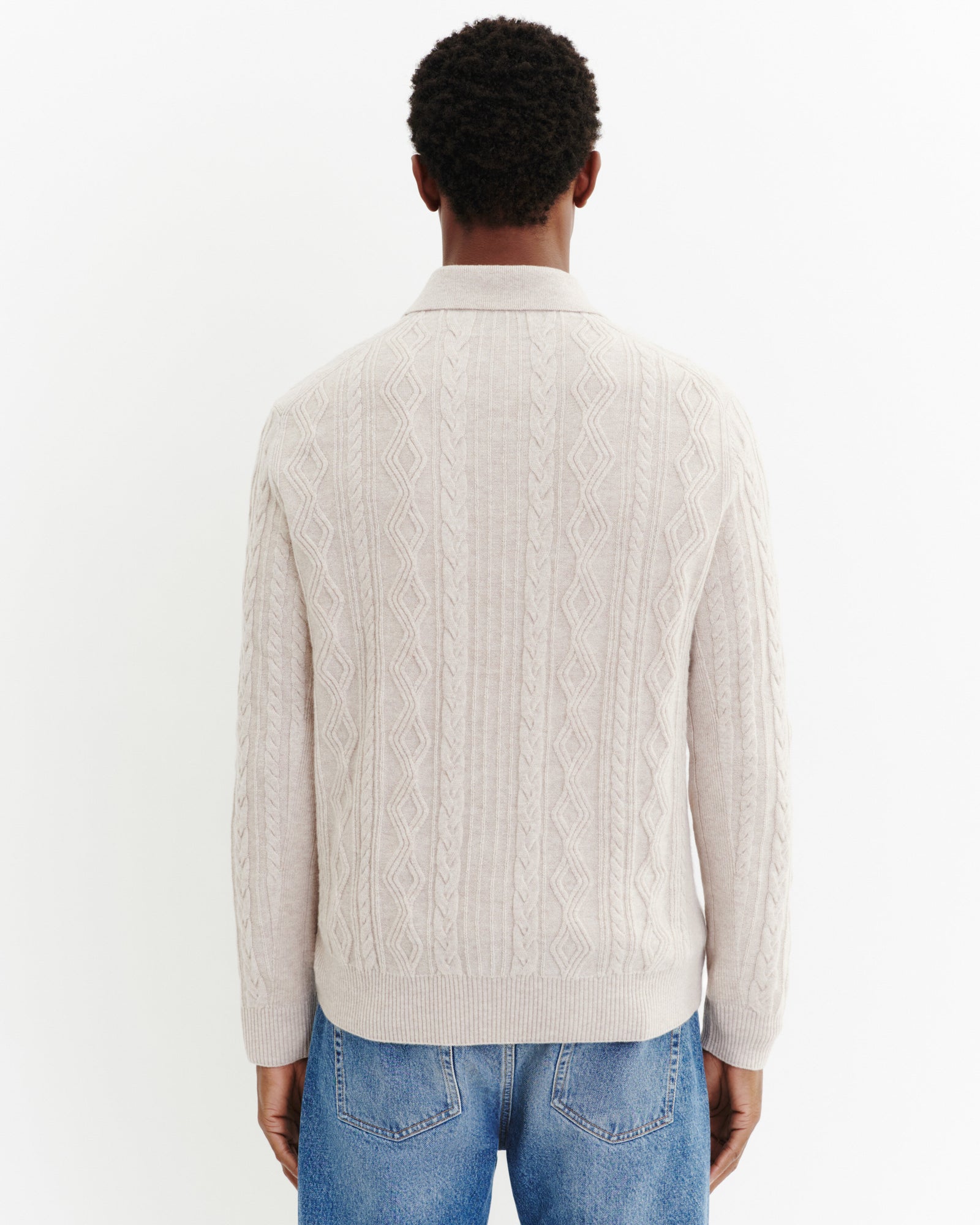 Polo à torsades-TOURTERELLE-100% cachemire