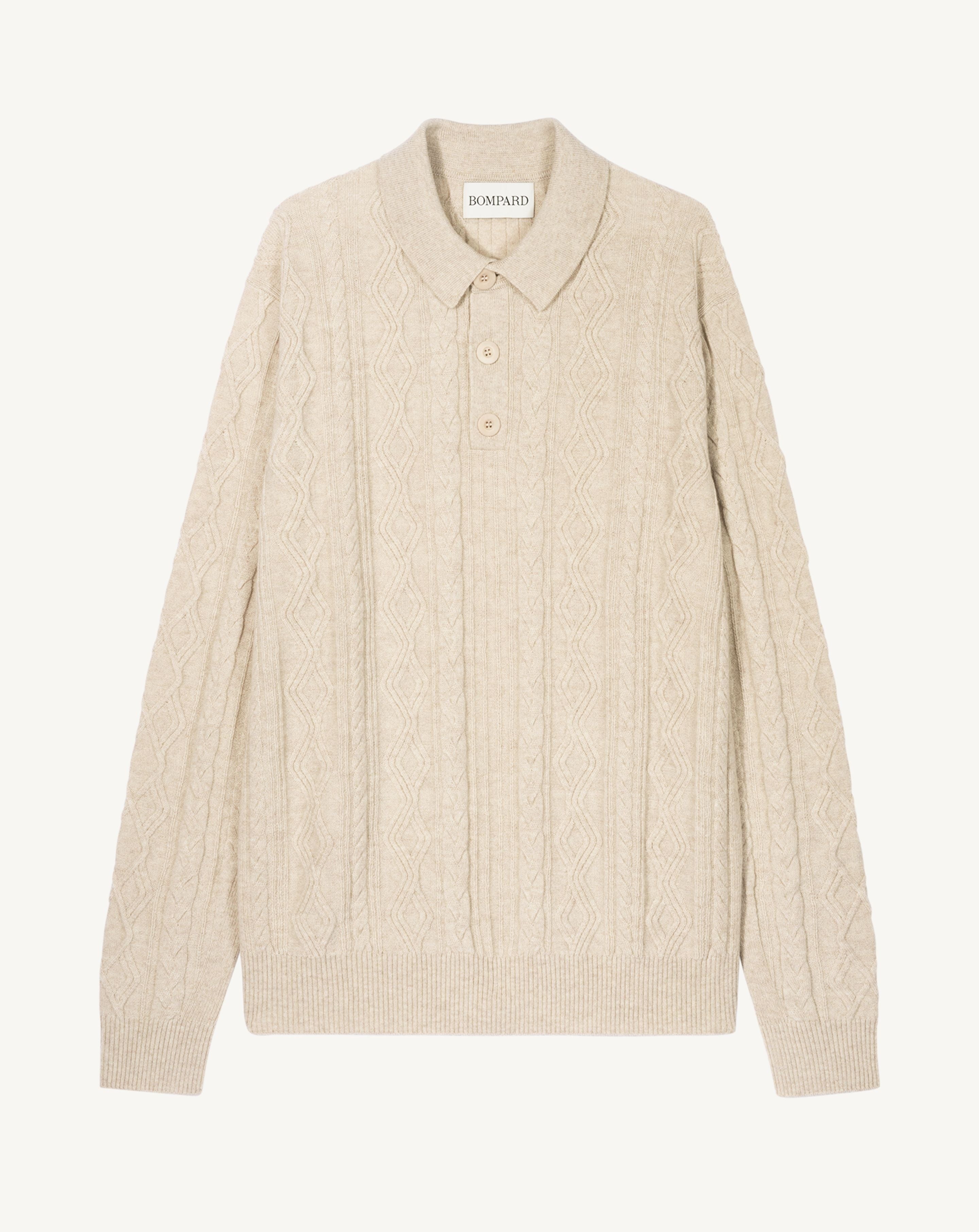 Polo à torsades-TOURTERELLE-100% cachemire