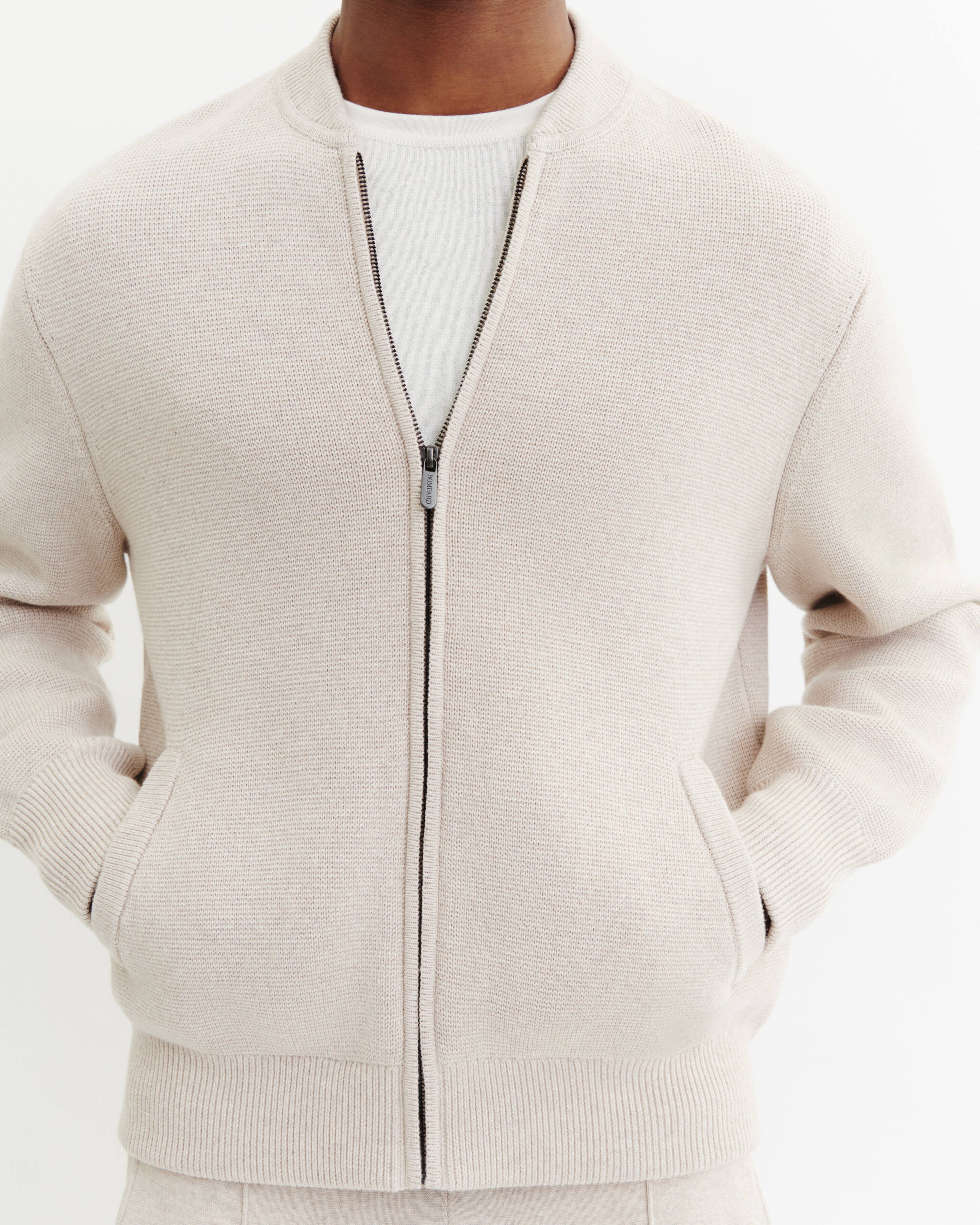 Bomber milano-TOURTERELLE-85% pima coton 15% cachemire