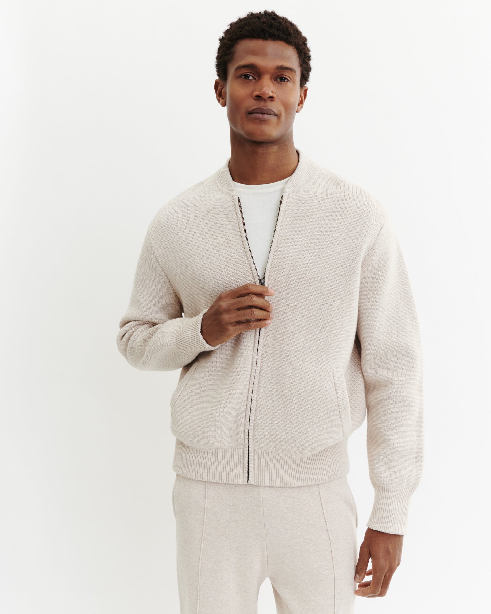 Bomber milano-TOURTERELLE-85% pima coton 15% cachemire