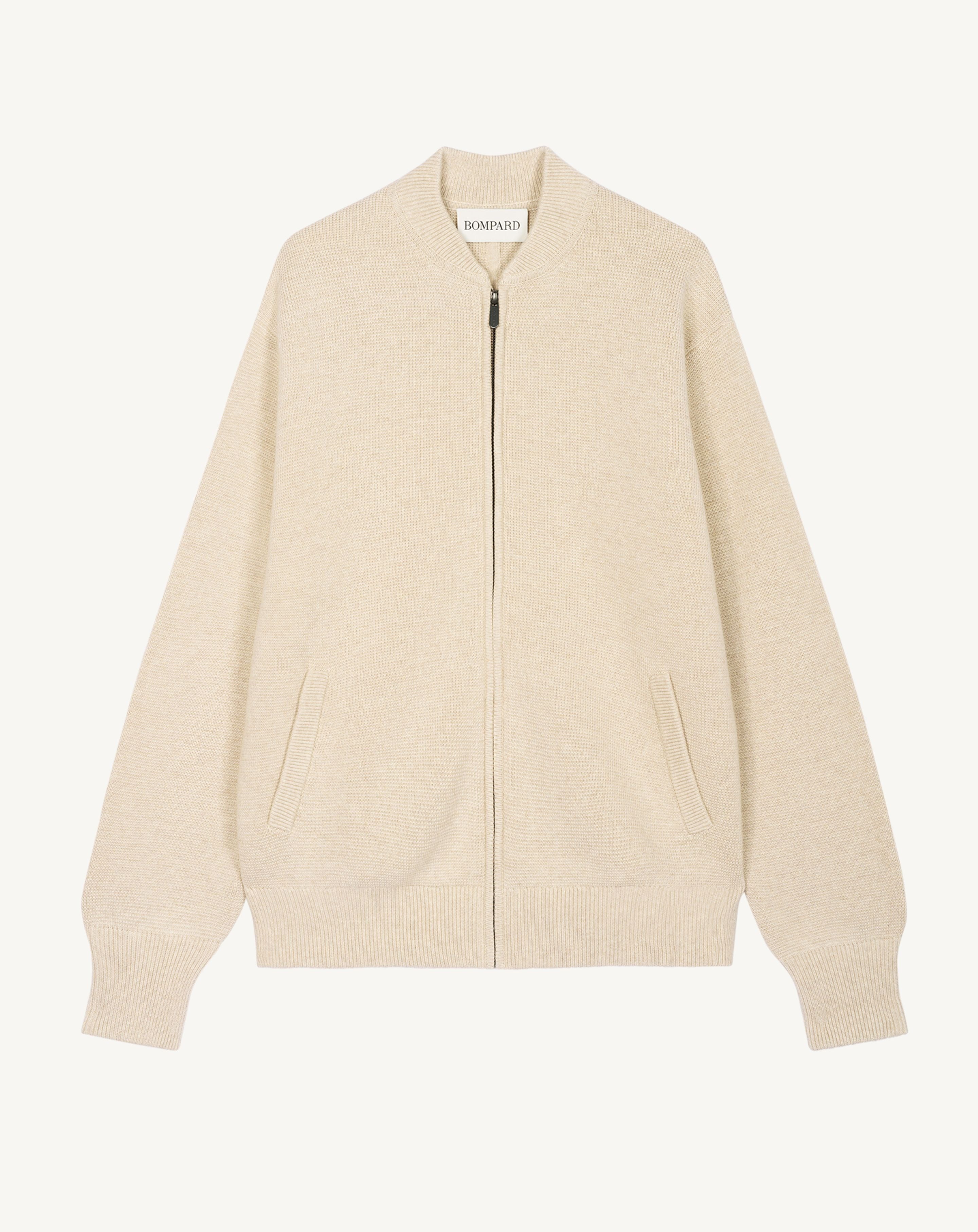 Bomber milano-TOURTERELLE-85% pima coton 15% cachemire