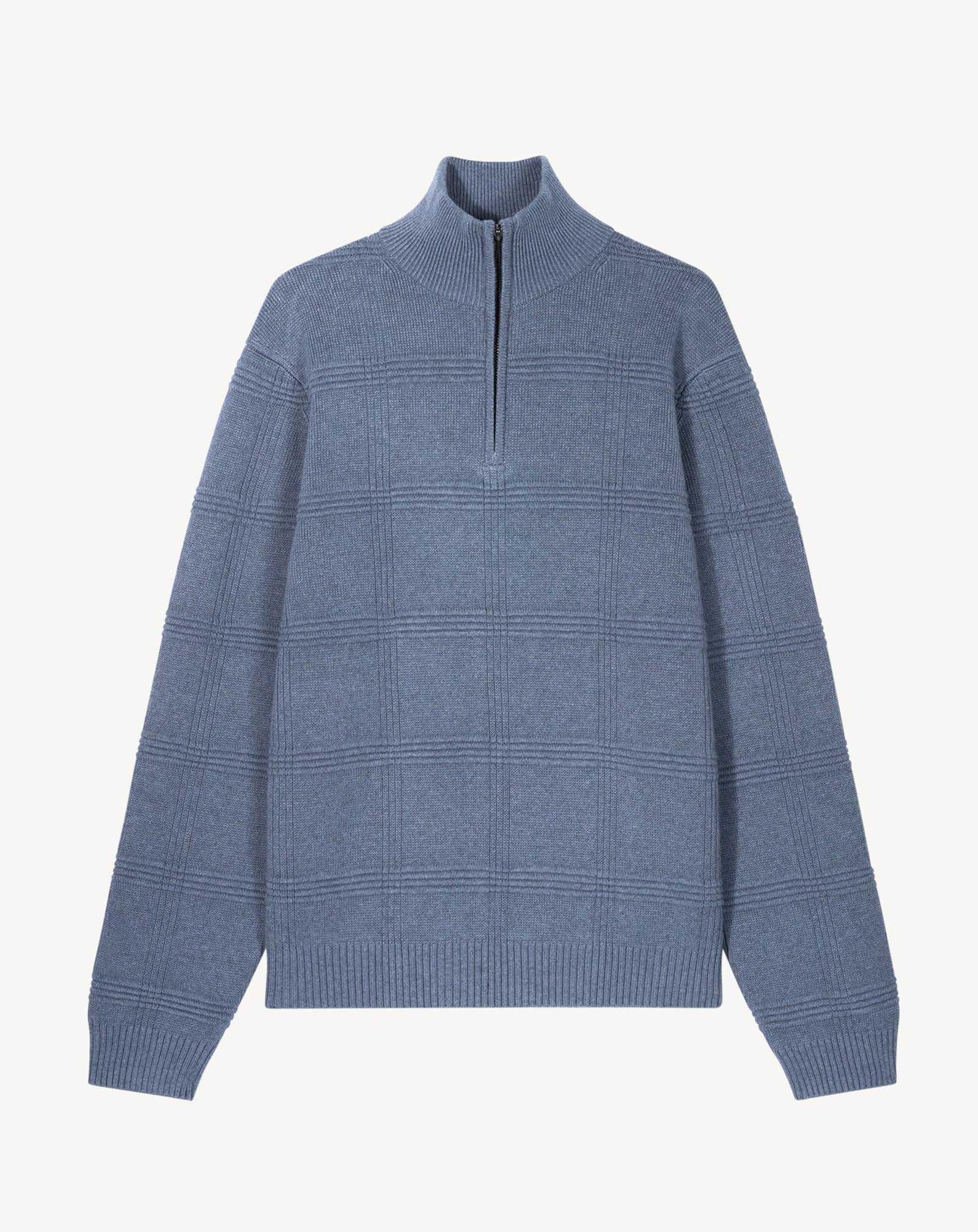 Pull camionneur ottoman-BLEU AVERSE-85% pima coton 15% cachemire