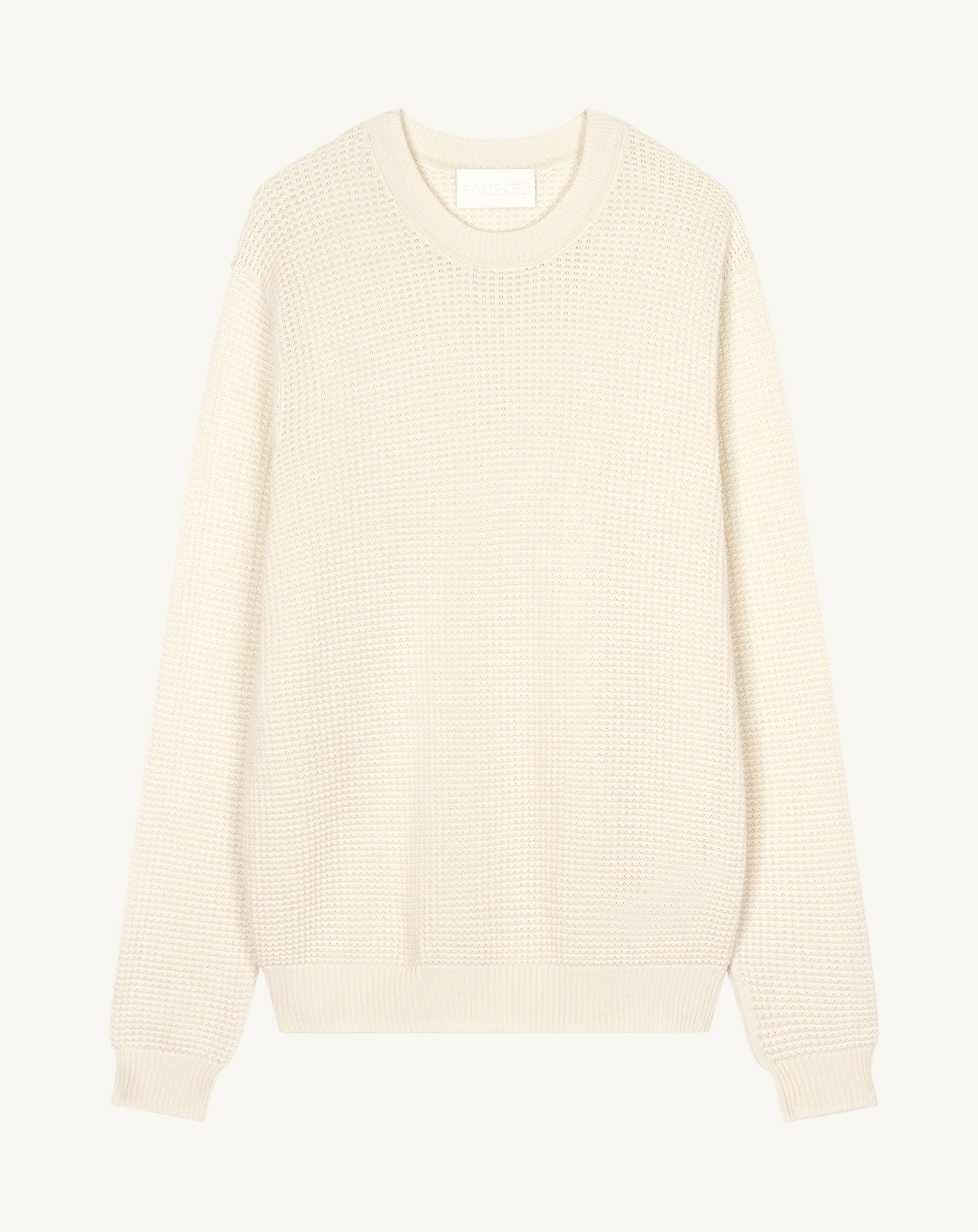 Col rond point gaufré-NATUREL-50% soie 50% pima coton