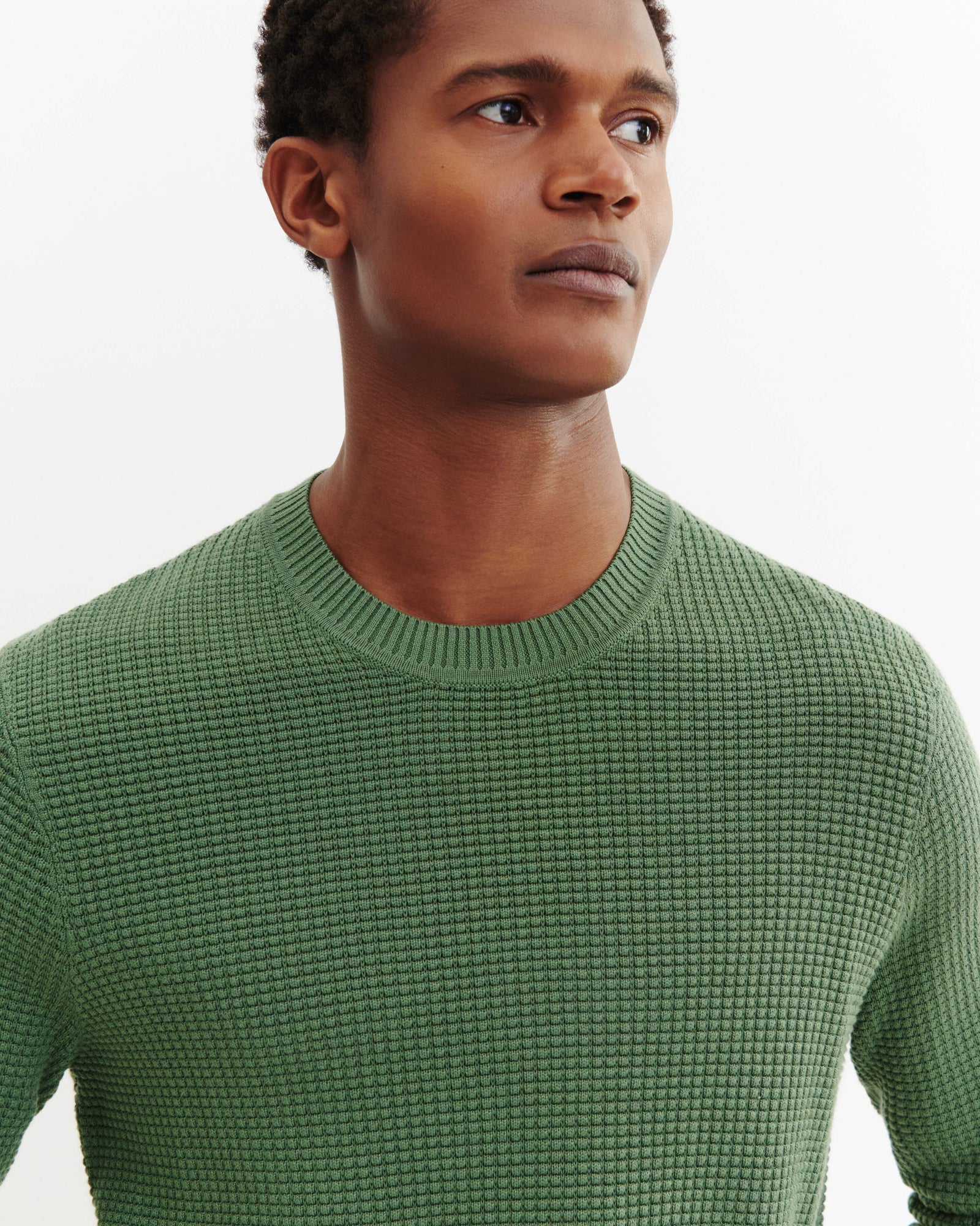 Col rond point gaufré-JADE-50% soie 50% pima coton