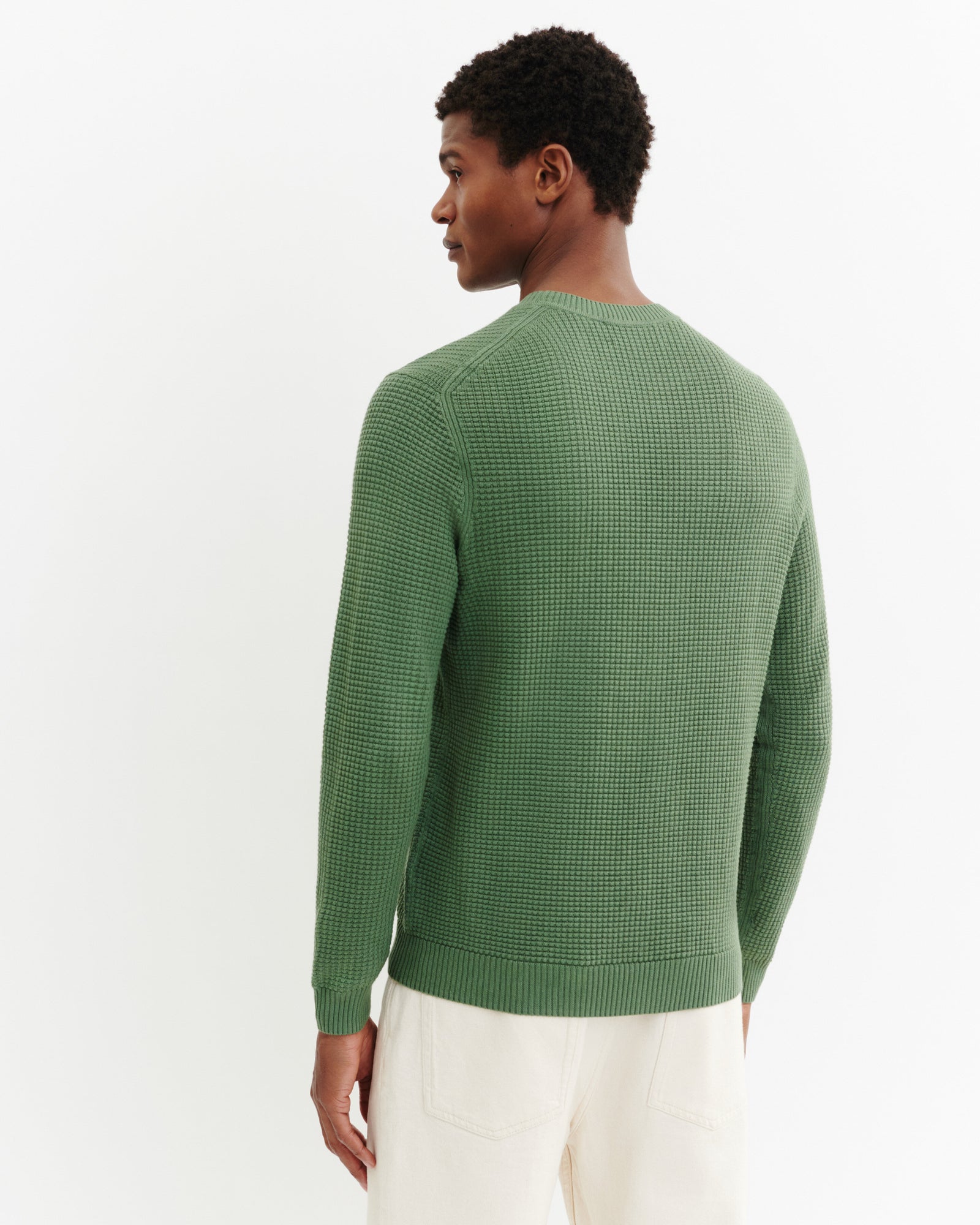 Col rond point gaufré-JADE-50% soie 50% pima coton