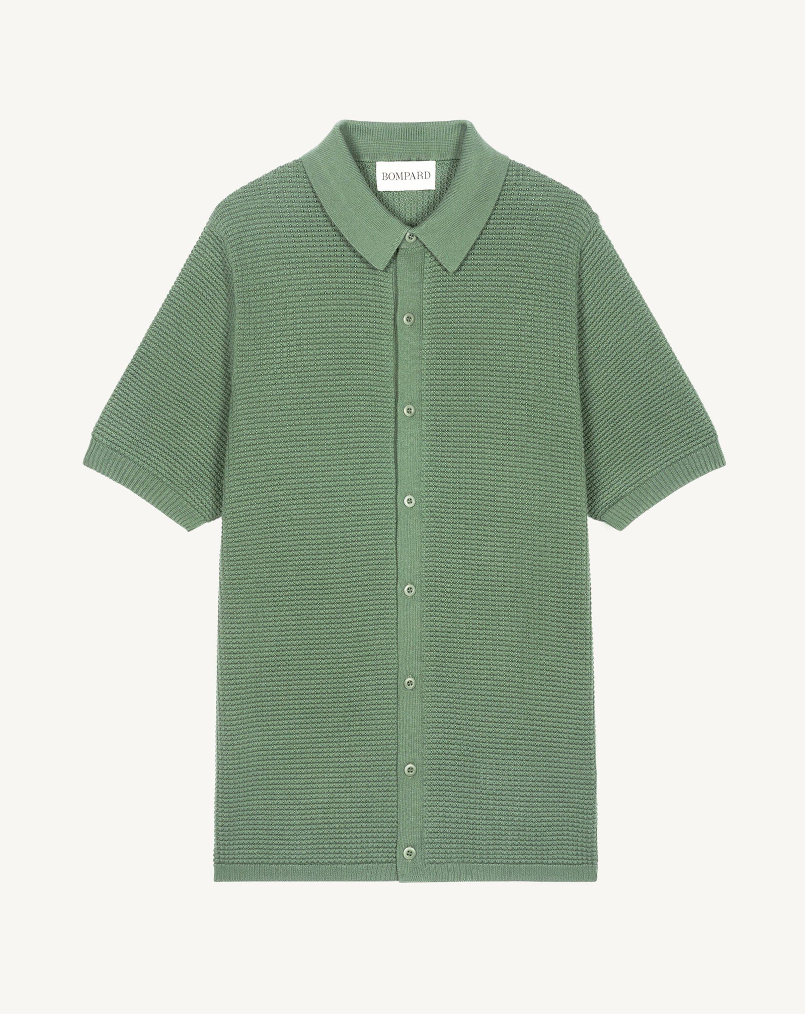 Polo boutonné point gaufré-JADE-50% soie 50% pima coton