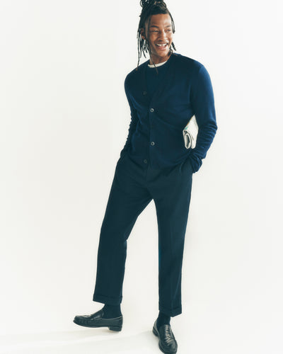 Gilet minimaliste-MARINE-70% coton 30% cachemire