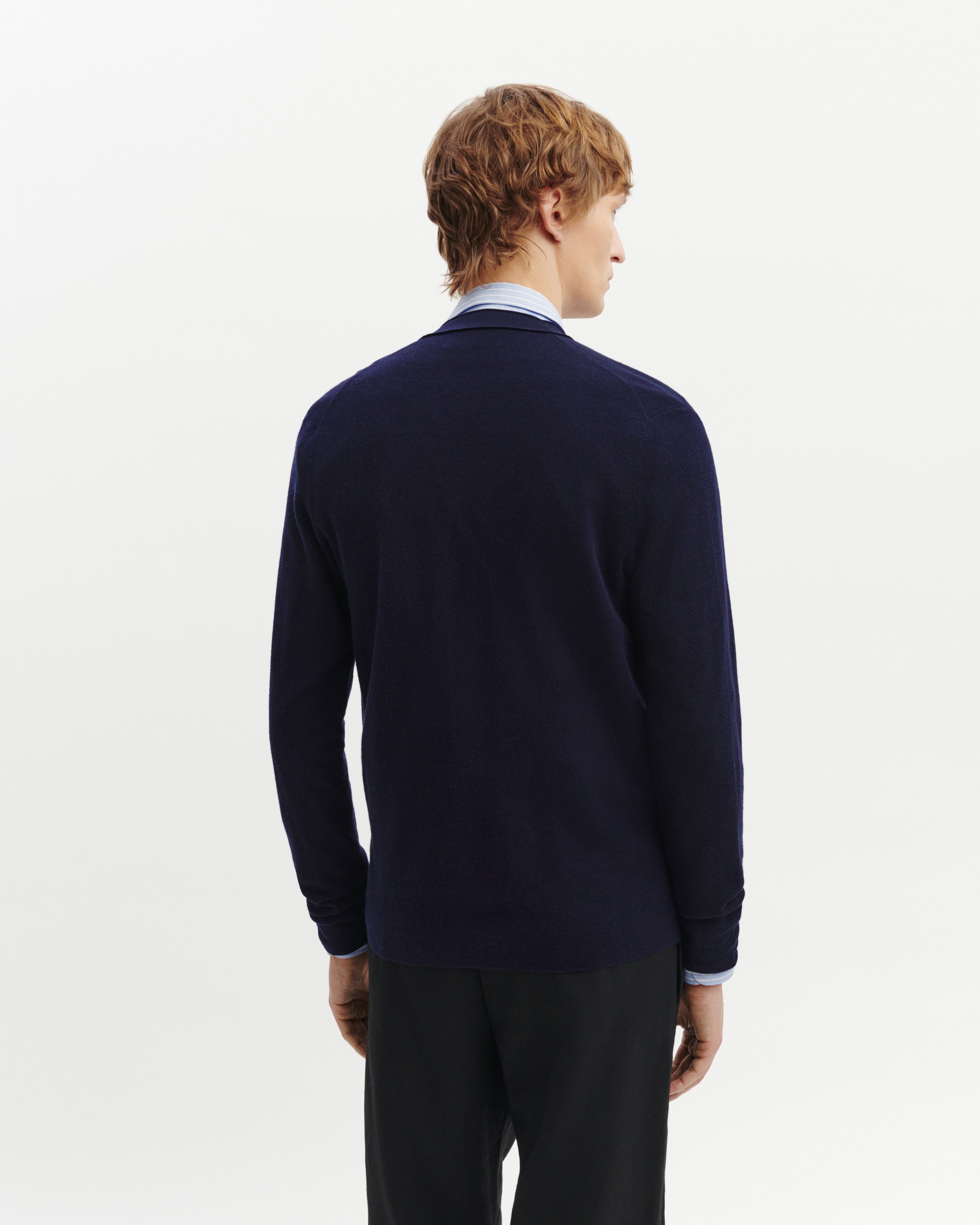 Gilet minimaliste-MARINE-70% coton 30% cachemire
