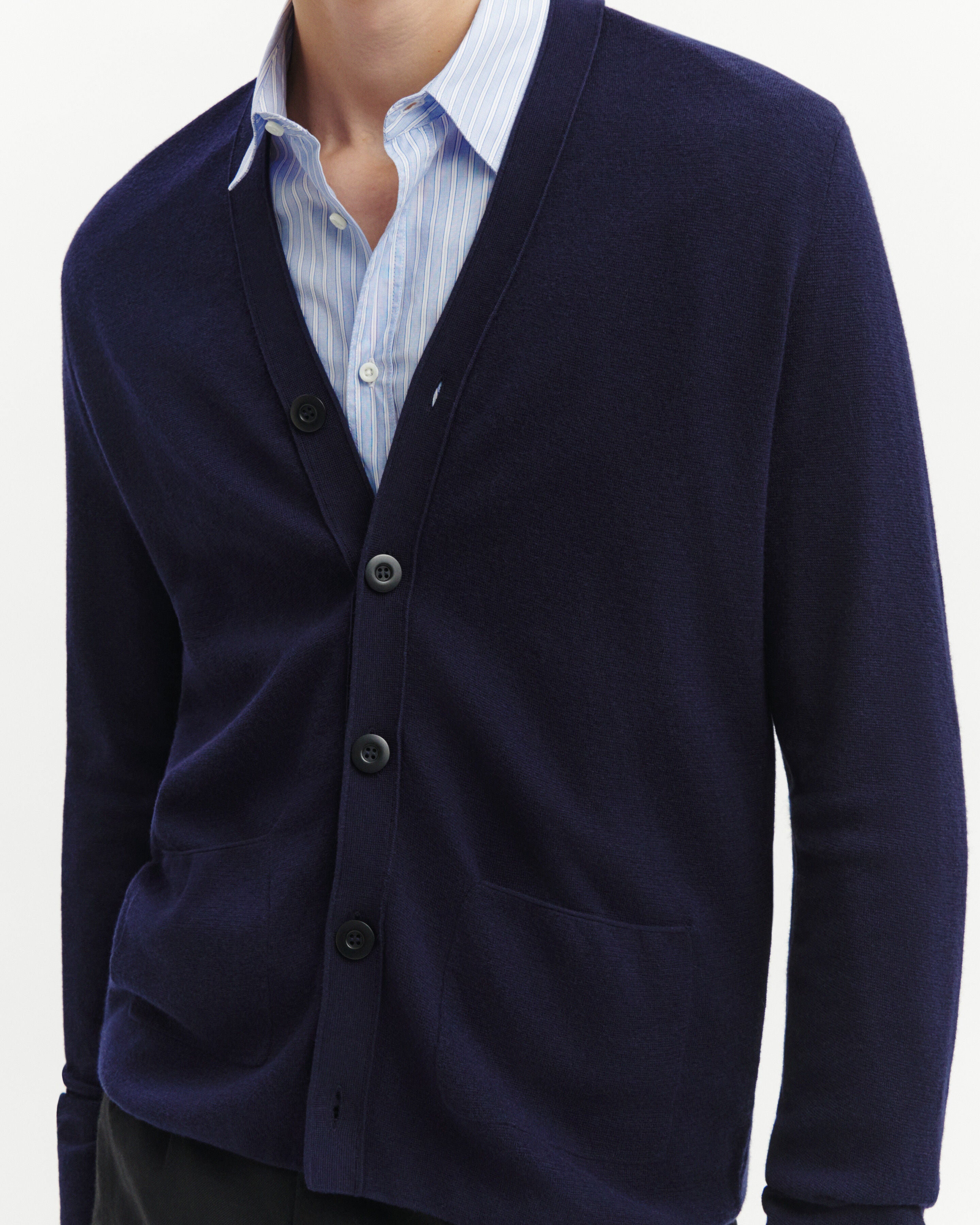 Gilet minimaliste-MARINE-70% coton 30% cachemire