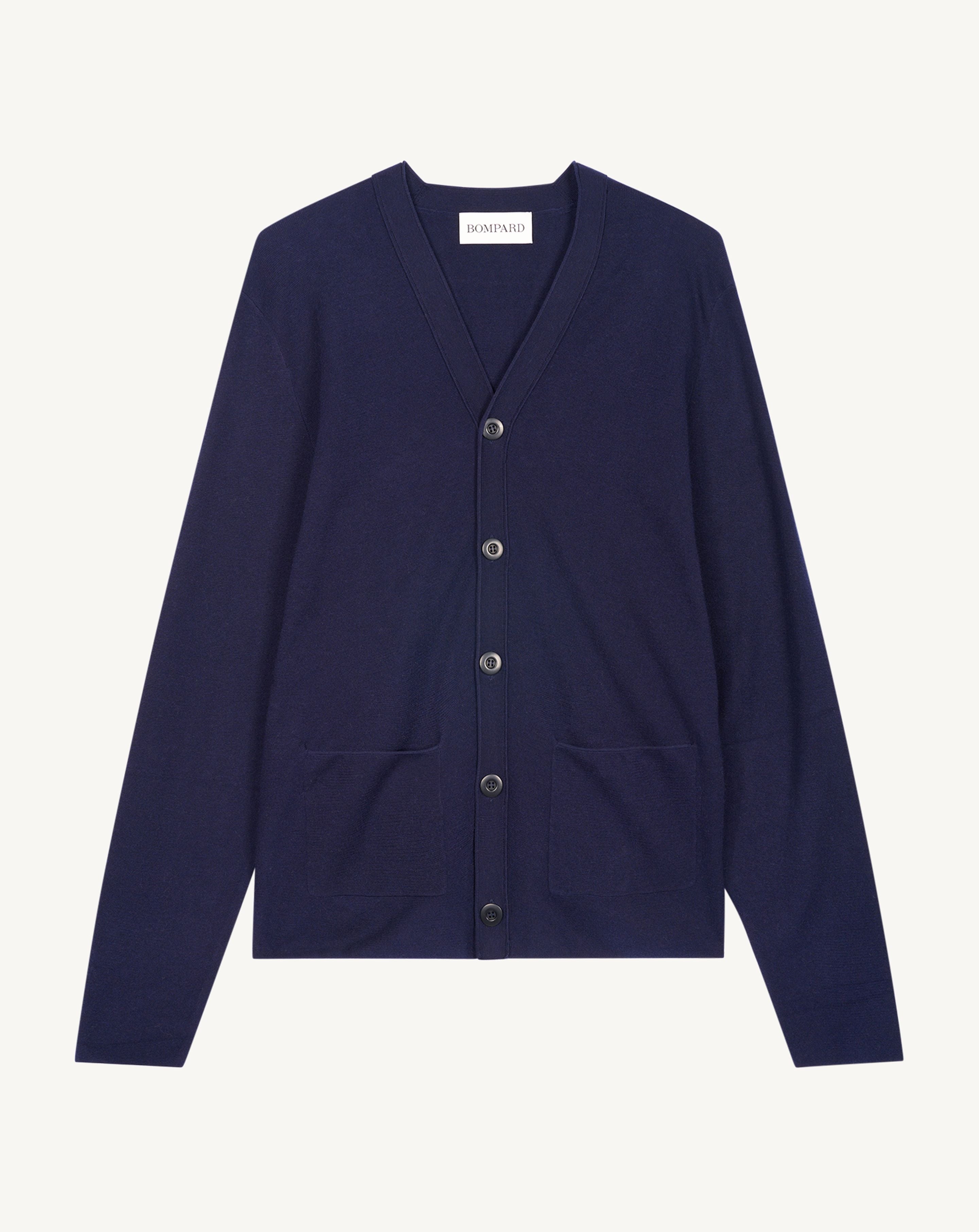 Gilet minimaliste-MARINE-70% coton 30% cachemire