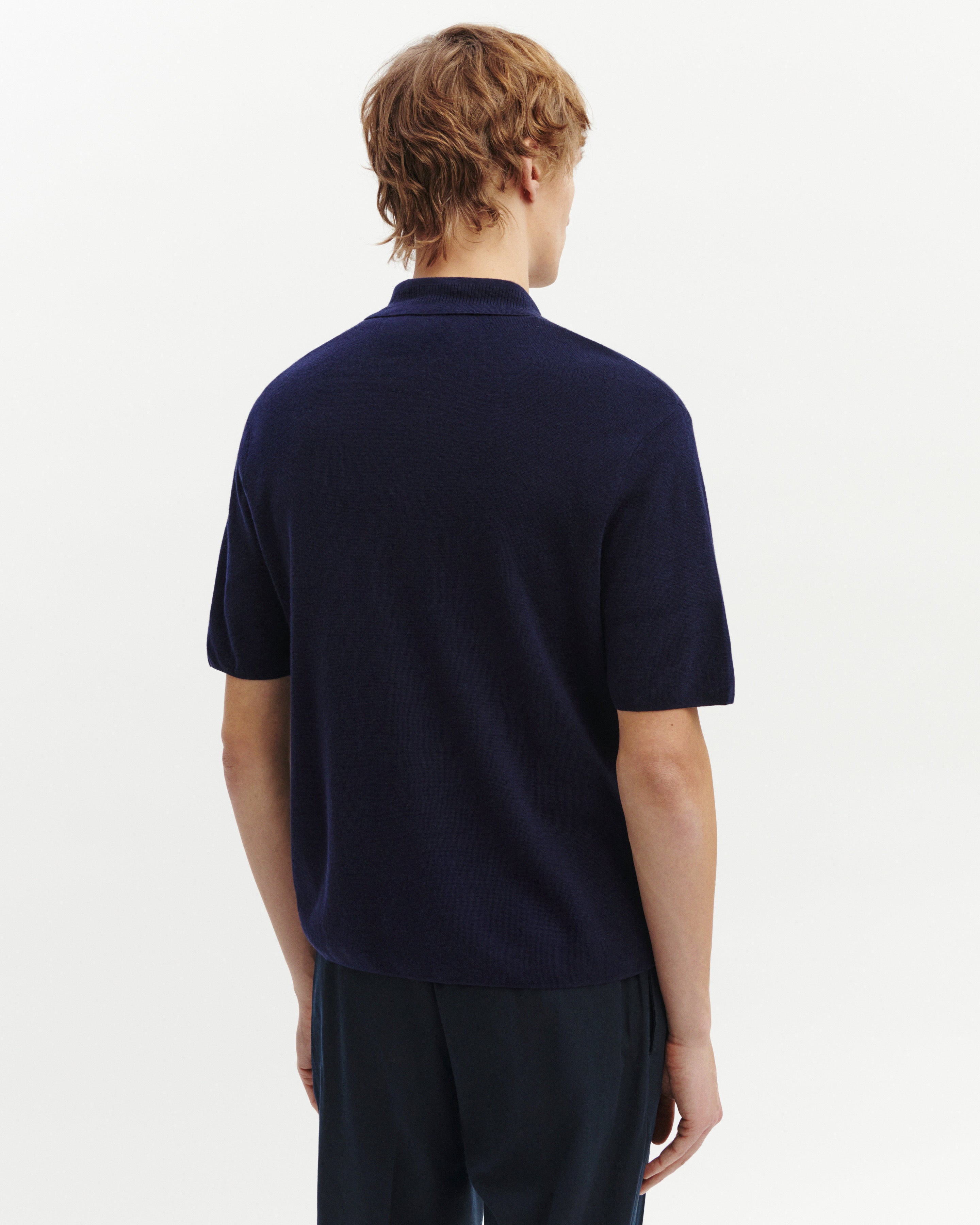 Polo zippé minimaliste-MARINE-70% coton 30% cachemire