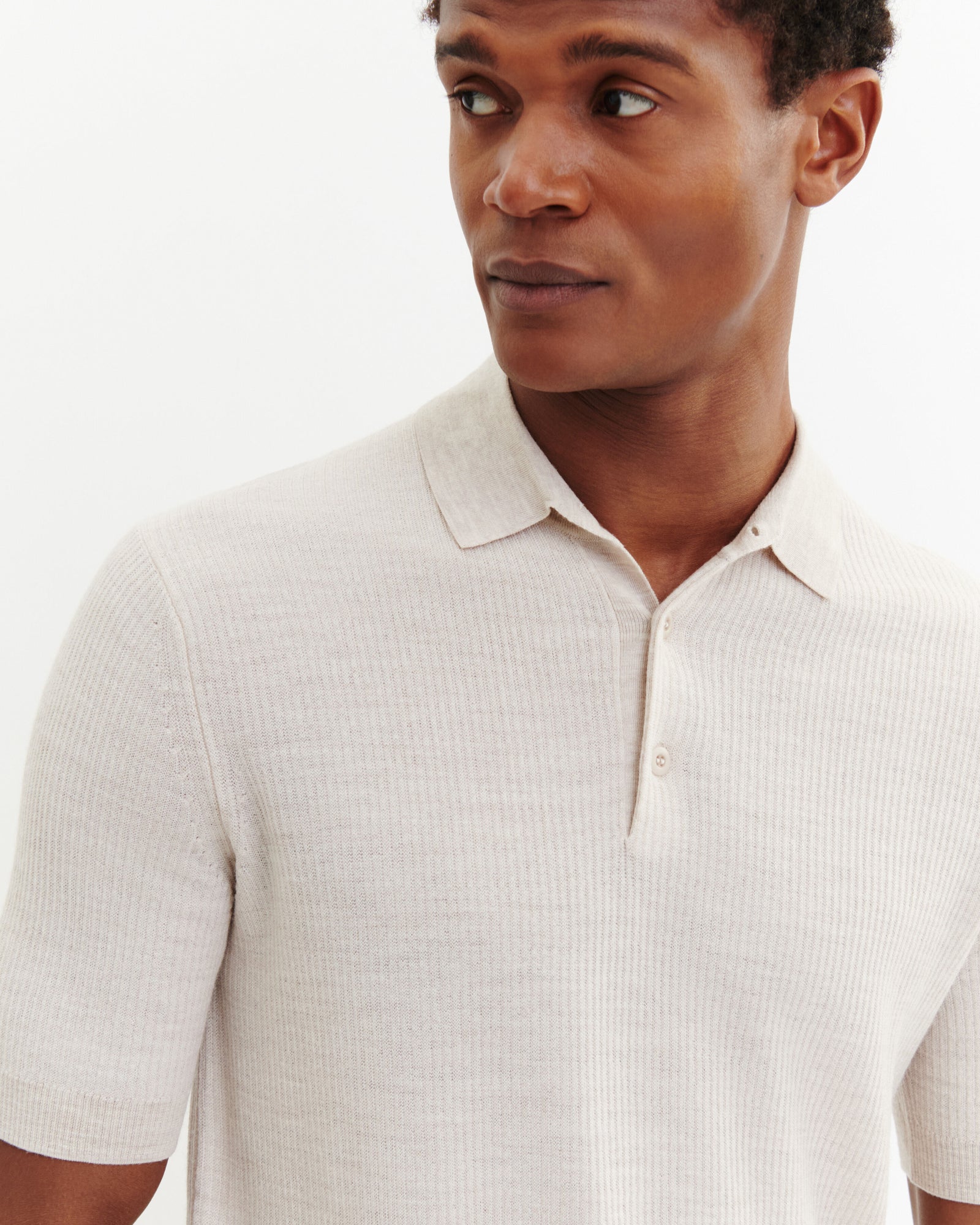 Polo ultrafin à côtes-TOURTERELLE-95% laine 5% cachemire