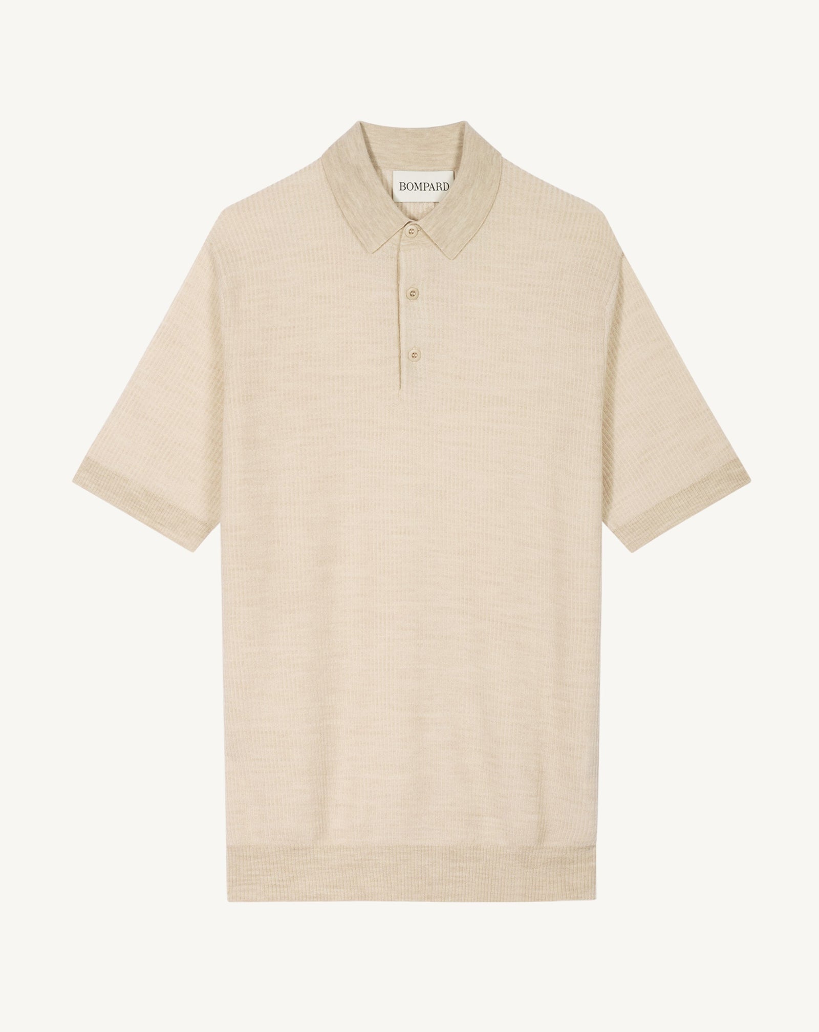 Polo ultrafin à côtes-TOURTERELLE-95% laine 5% cachemire