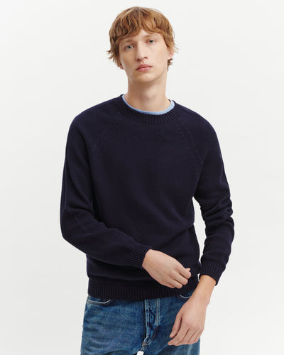 Col rond sans coutures-MARINE-80% coton 20% cachemire