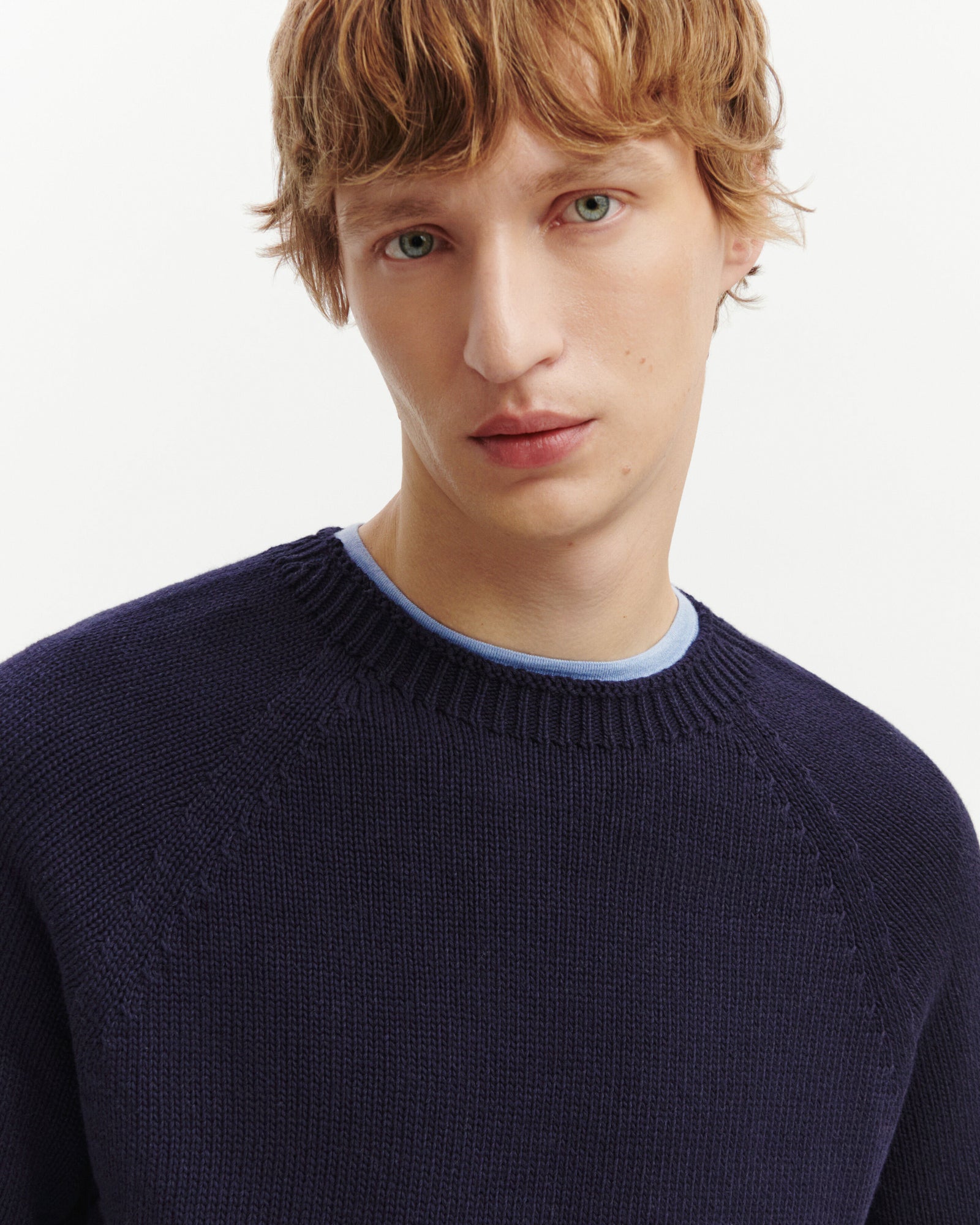 Col rond sans coutures-MARINE-80% coton 20% cachemire