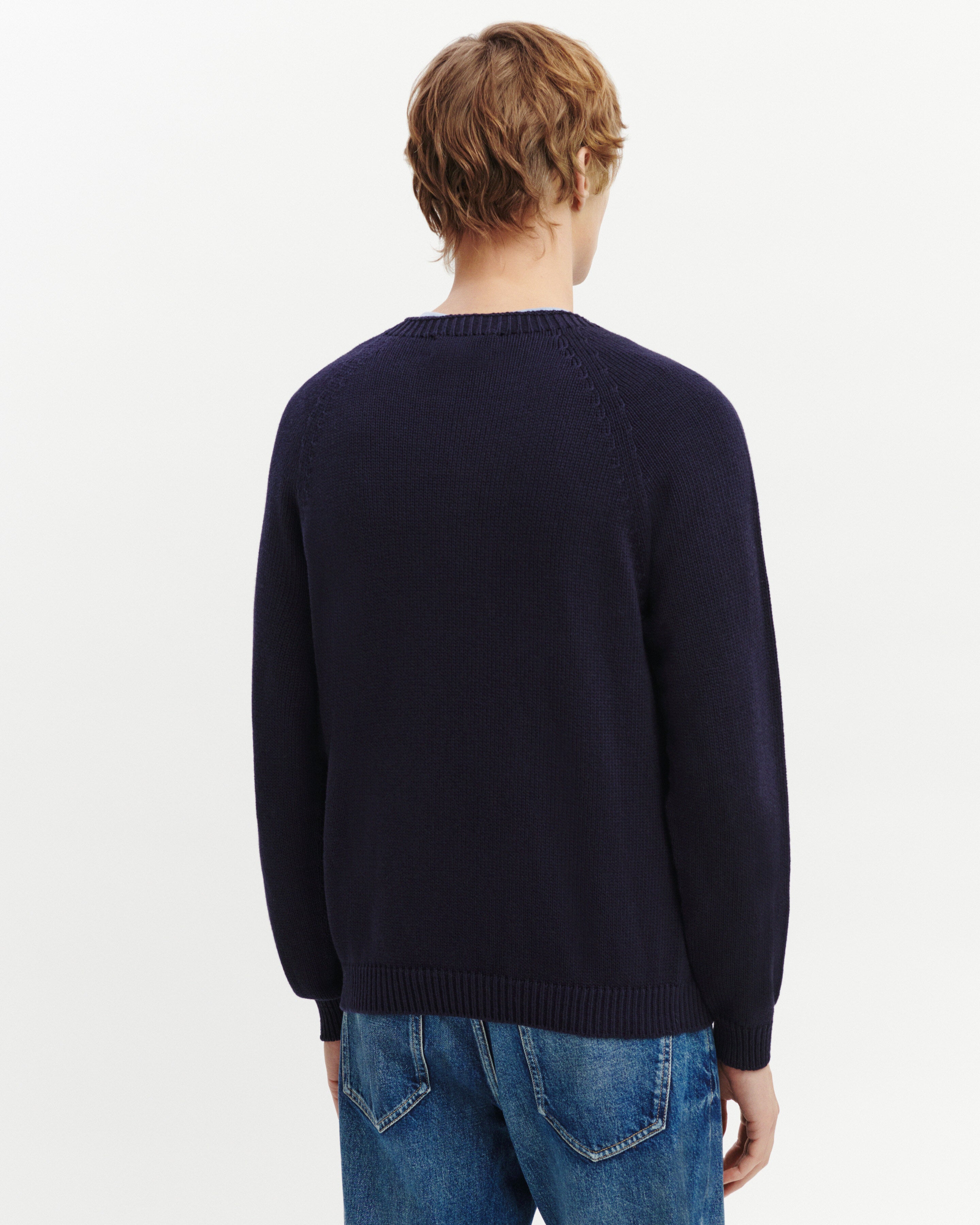 Col rond sans coutures-MARINE-80% coton 20% cachemire