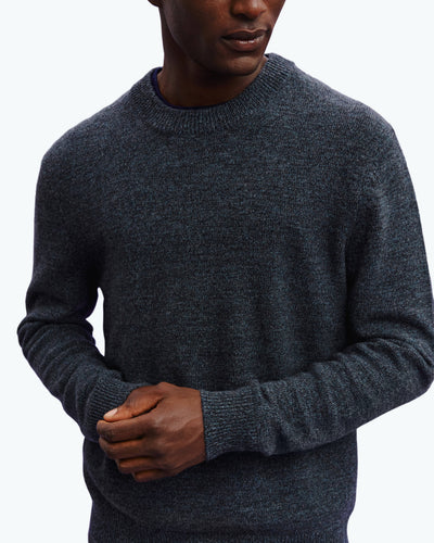 Pull col rond mouliné-CHARBON/BLEU GRANIT-100% cachemire