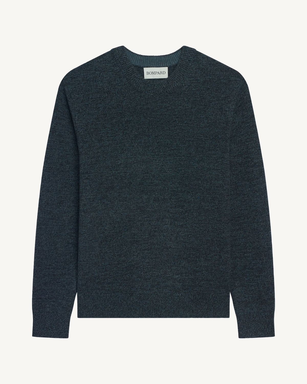 Pull col rond mouliné-CHARBON/BLEU GRANIT-100% cachemire