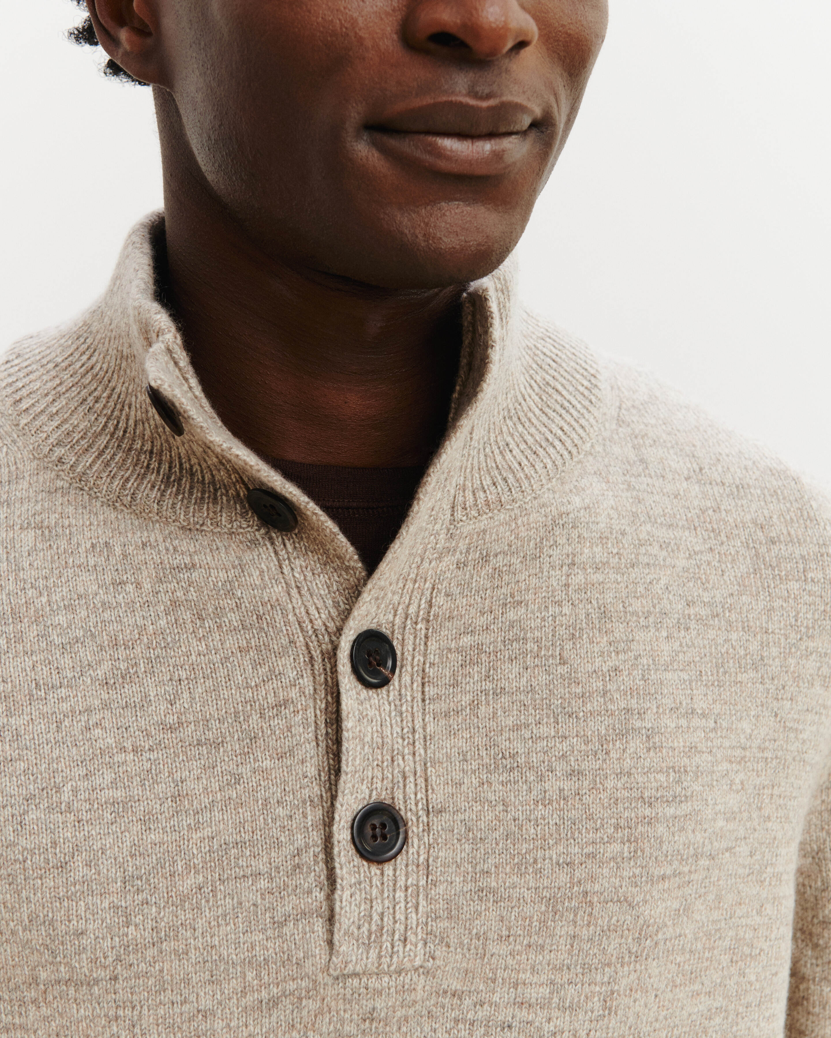 Pull camionneur mouliné-AVOINE/MILLET-100% cachemire