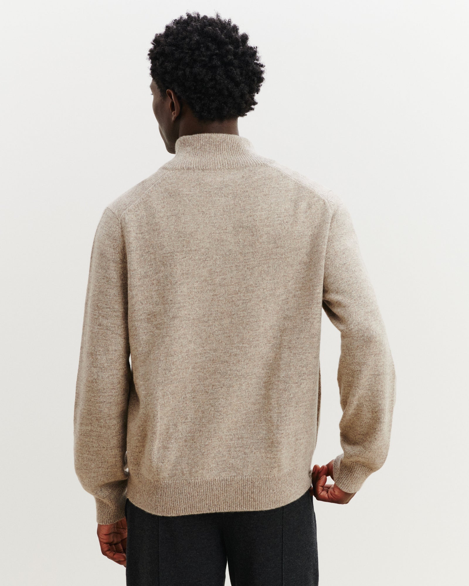 Pull camionneur mouliné-AVOINE/MILLET-100% cachemire