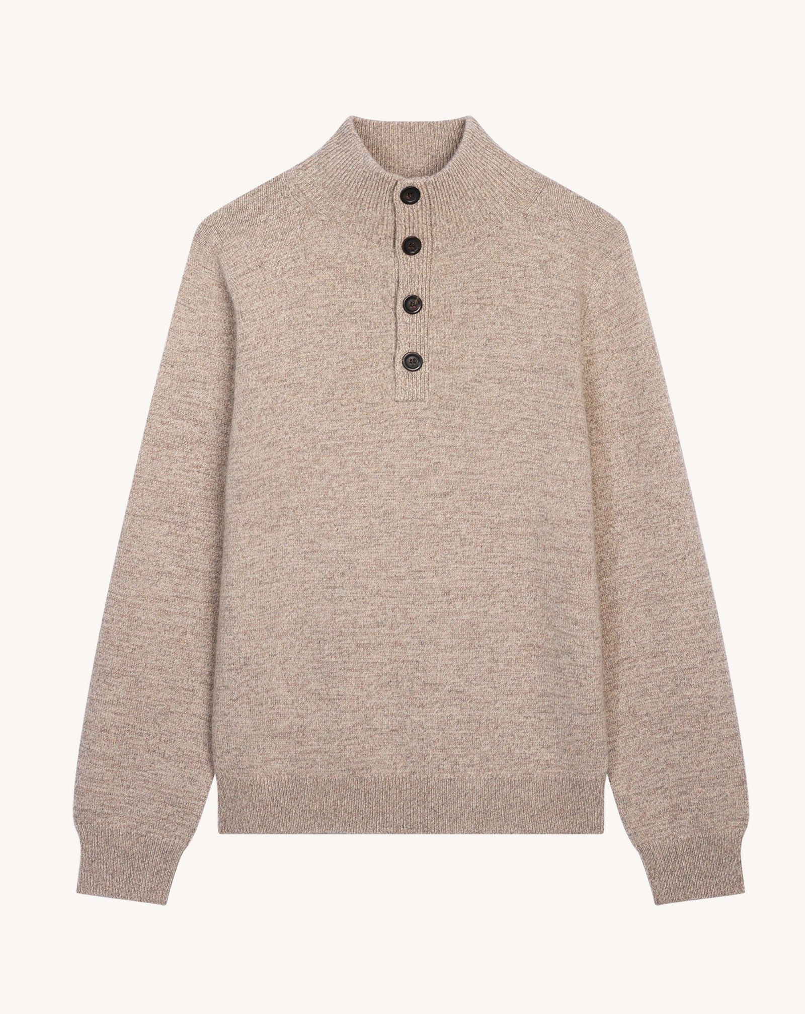 Pull camionneur mouliné-AVOINE/MILLET-100% cachemire