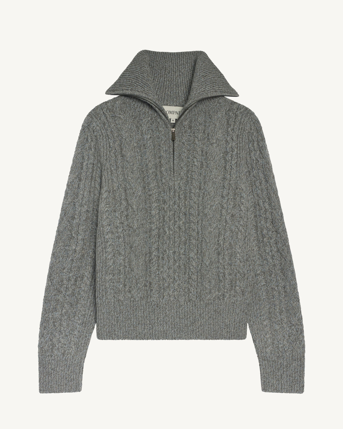 Pull camionneur à torsades-GRIS METEORITE/GRIS ARGENTE/GLACIER-100% cachemire