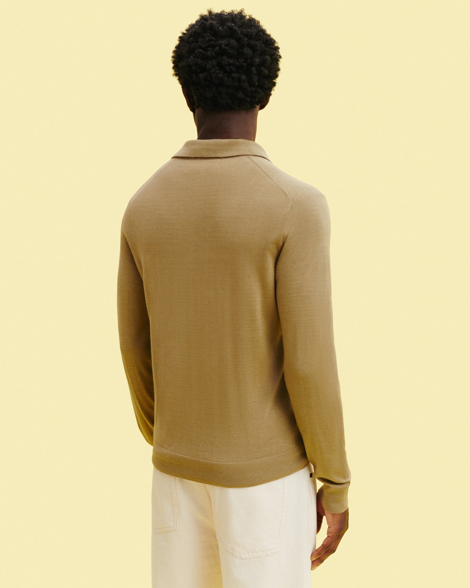 Polo en maille fluide-BEIGE CENDRE-60% : laine; 30% : soie; 10% : cachemire