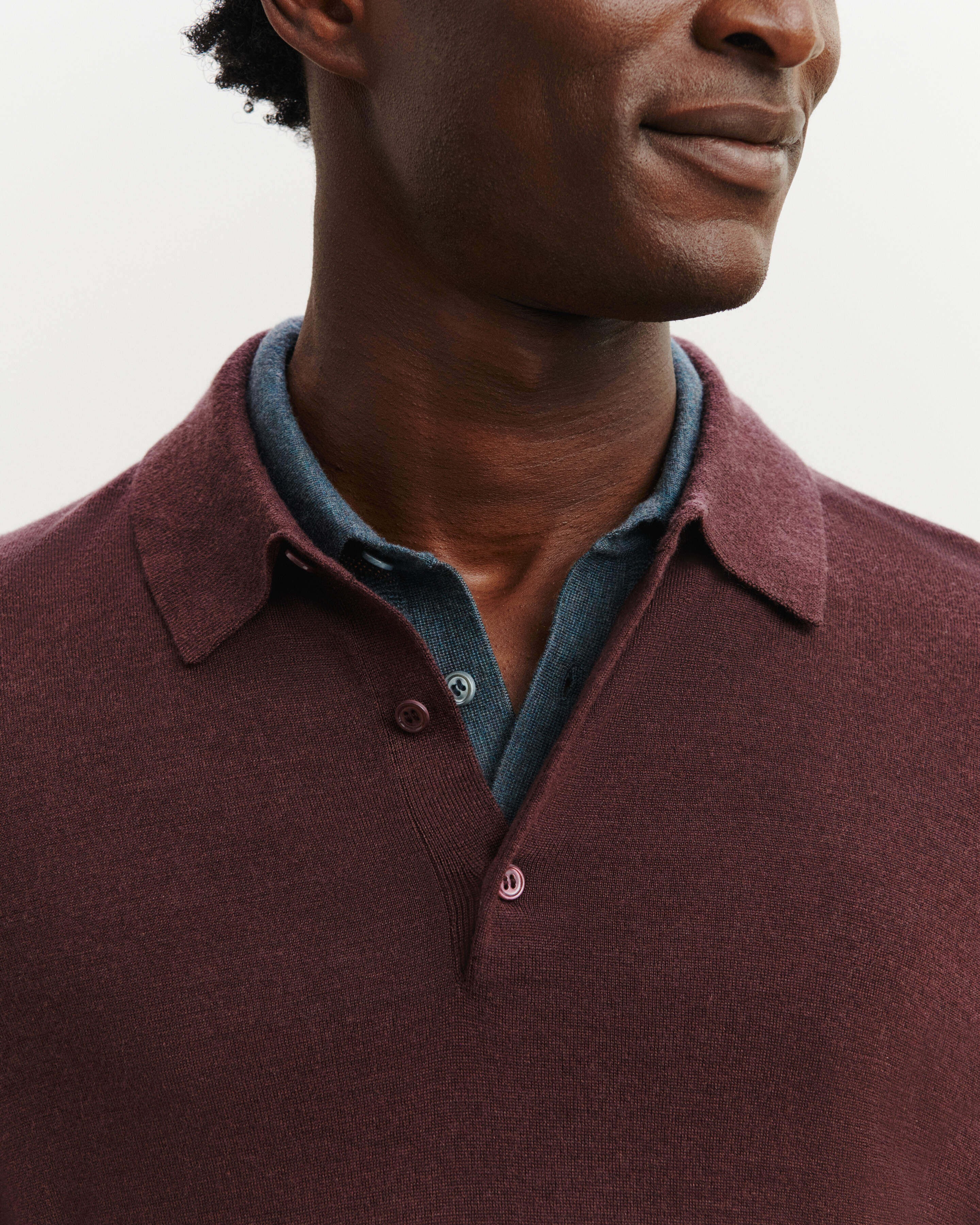 Polo en maille fluide-GRENAT FONCE-60% : laine; 30% : soie; 10% : cachemire