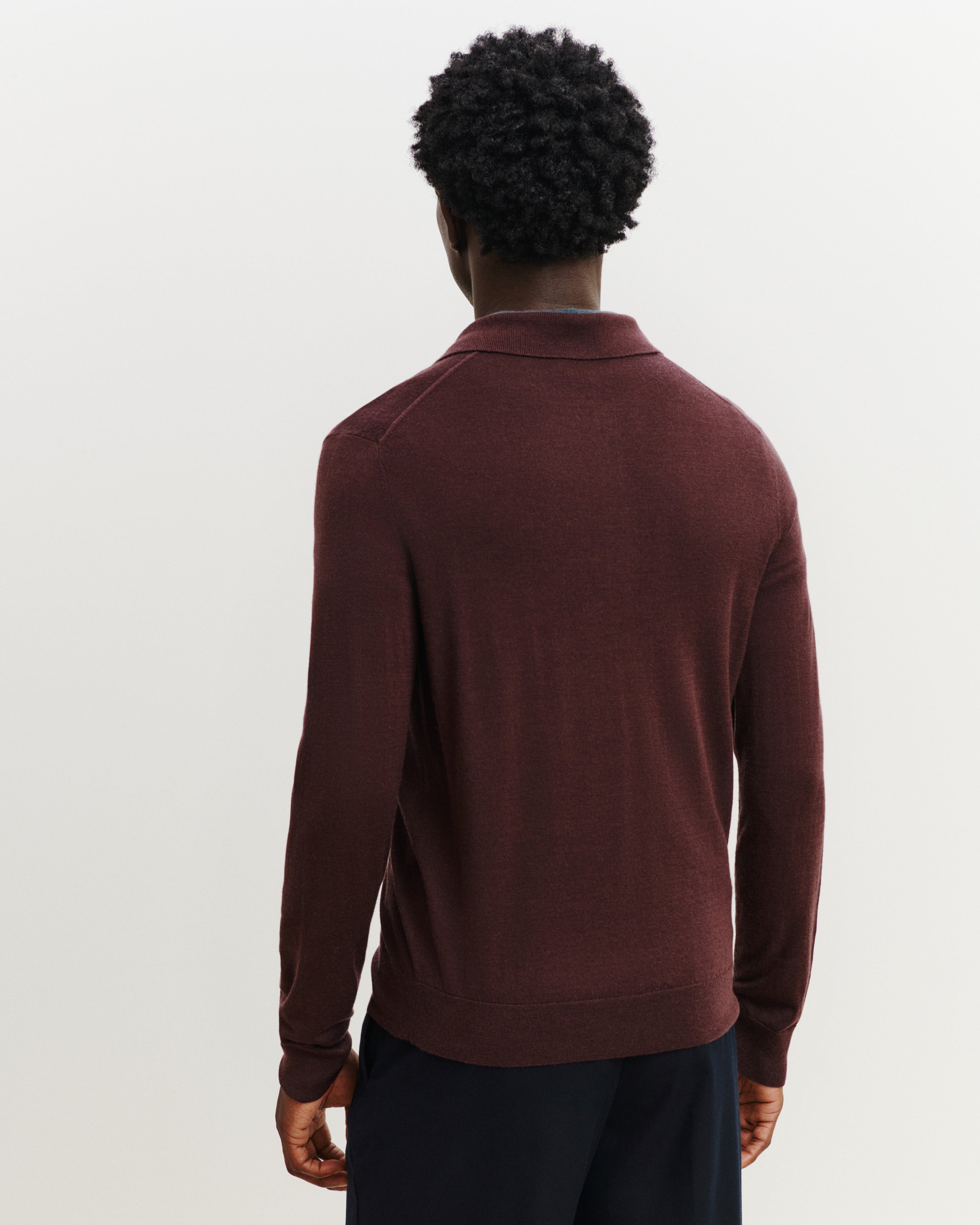 Polo en maille fluide-GRENAT FONCE-60% : laine; 30% : soie; 10% : cachemire