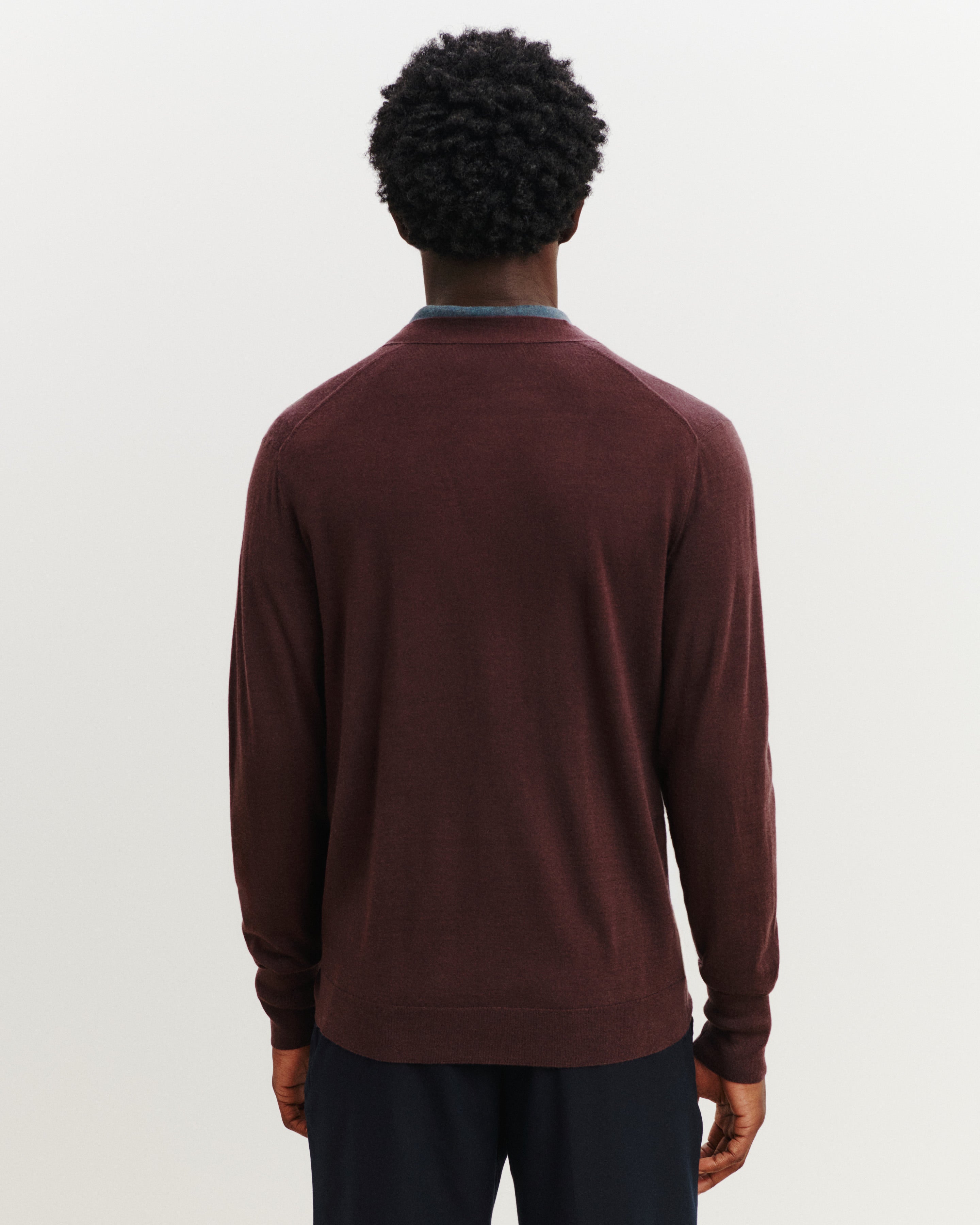 Gilet en maille fluide-GRENAT FONCE-60% : laine; 30% : soie; 10% : cachemire