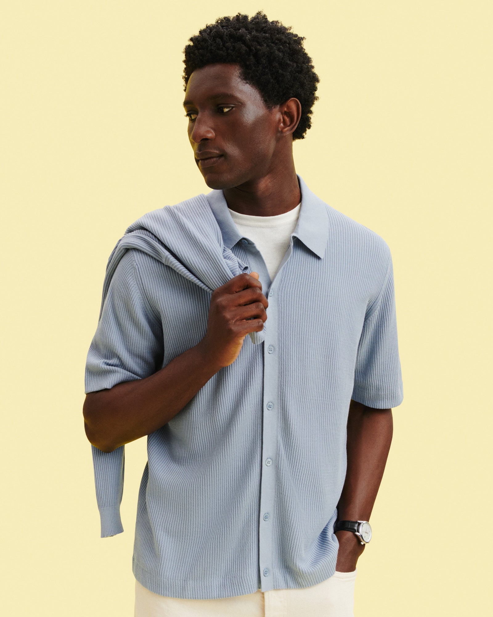 Polo boutonné à côtes