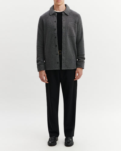 Surchemise en piqué-GRIS METEORITE/CHARBON-70% laine 30% cachemire