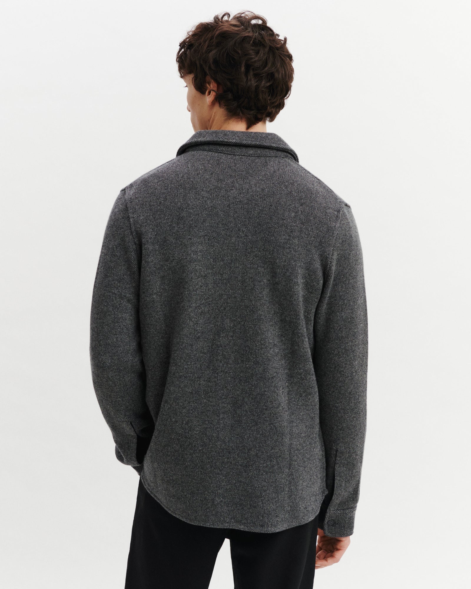 Surchemise en piqué-GRIS METEORITE/CHARBON-70% laine 30% cachemire