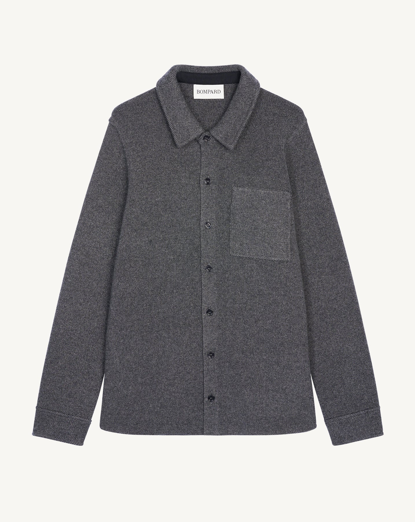 Surchemise en piqué-GRIS METEORITE/CHARBON-70% laine 30% cachemire