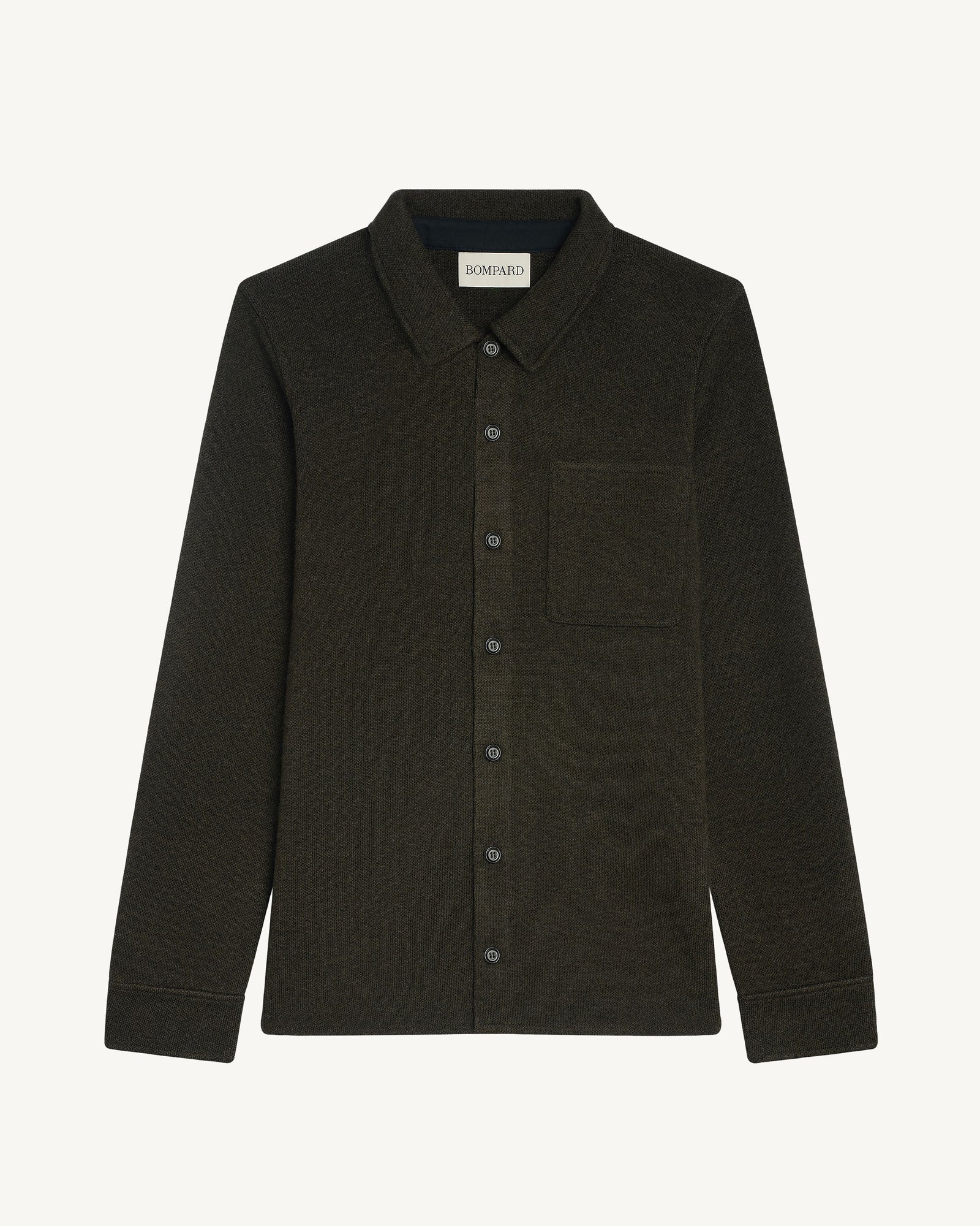 Surchemise en piqué-KAKI KOMBU/CHARBON-70% laine 30% cachemire