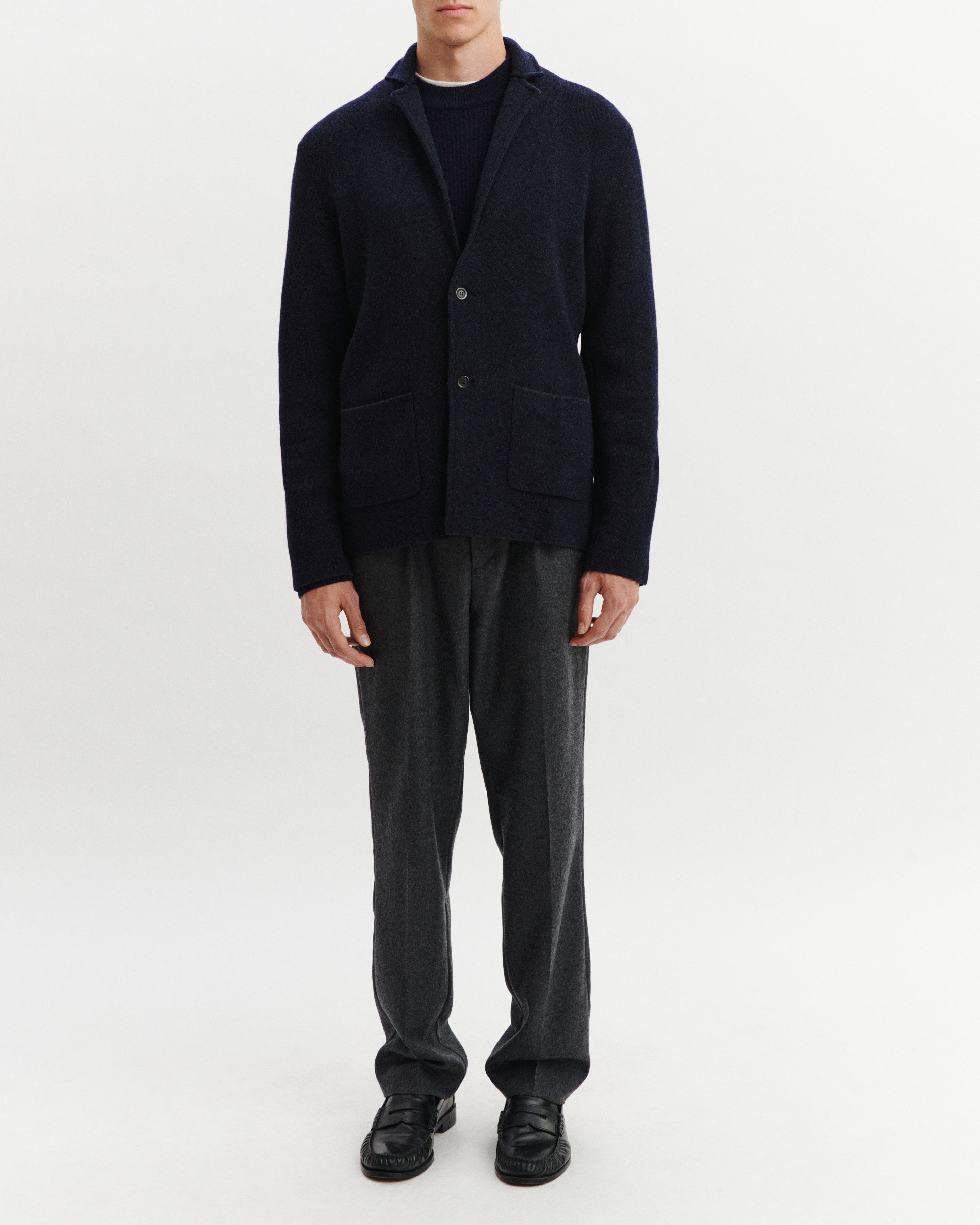 Veste blazer en piqué-MARINE/CHARBON-70% laine 30% cachemire
