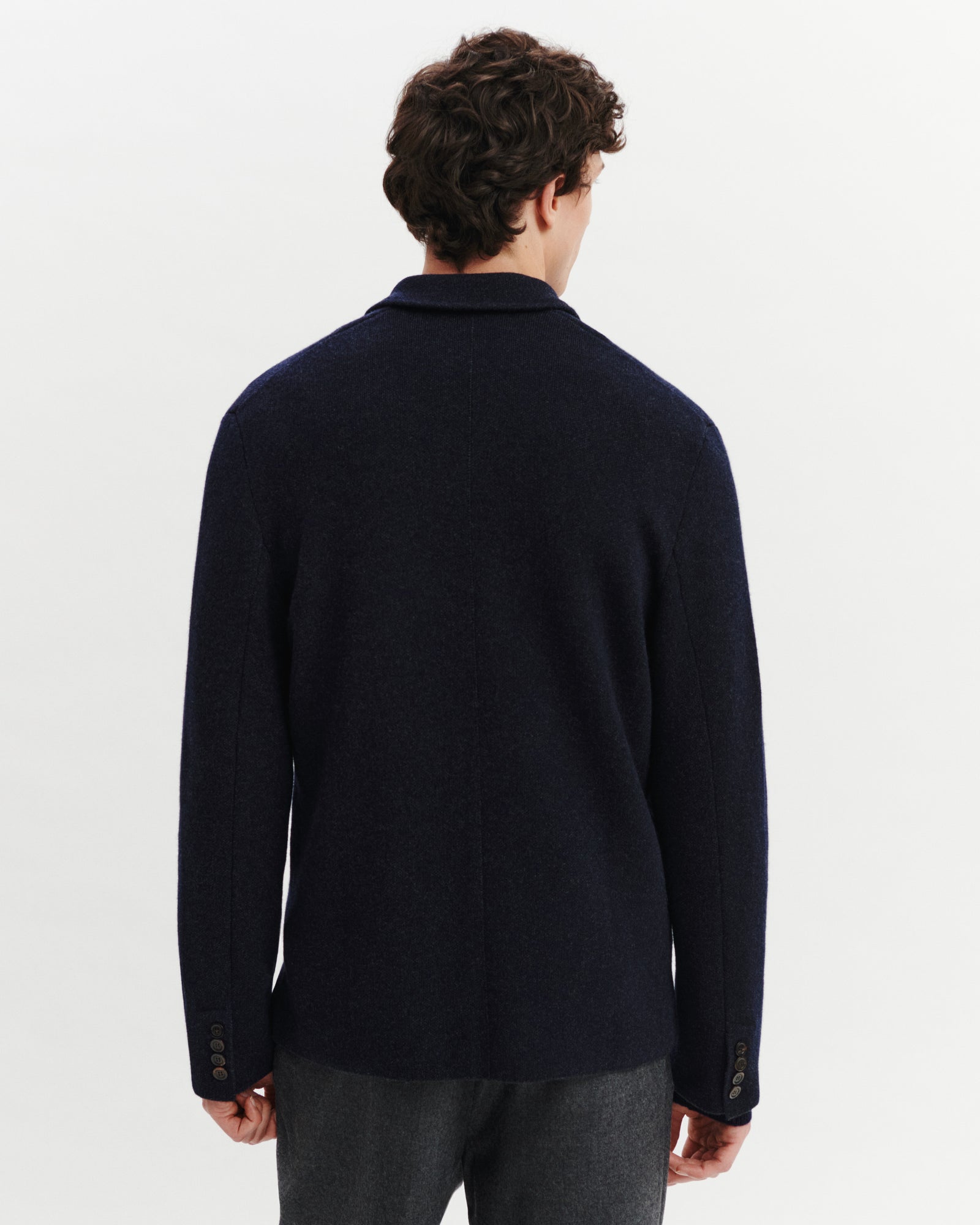 Veste blazer en piqué-MARINE/CHARBON-70% laine 30% cachemire