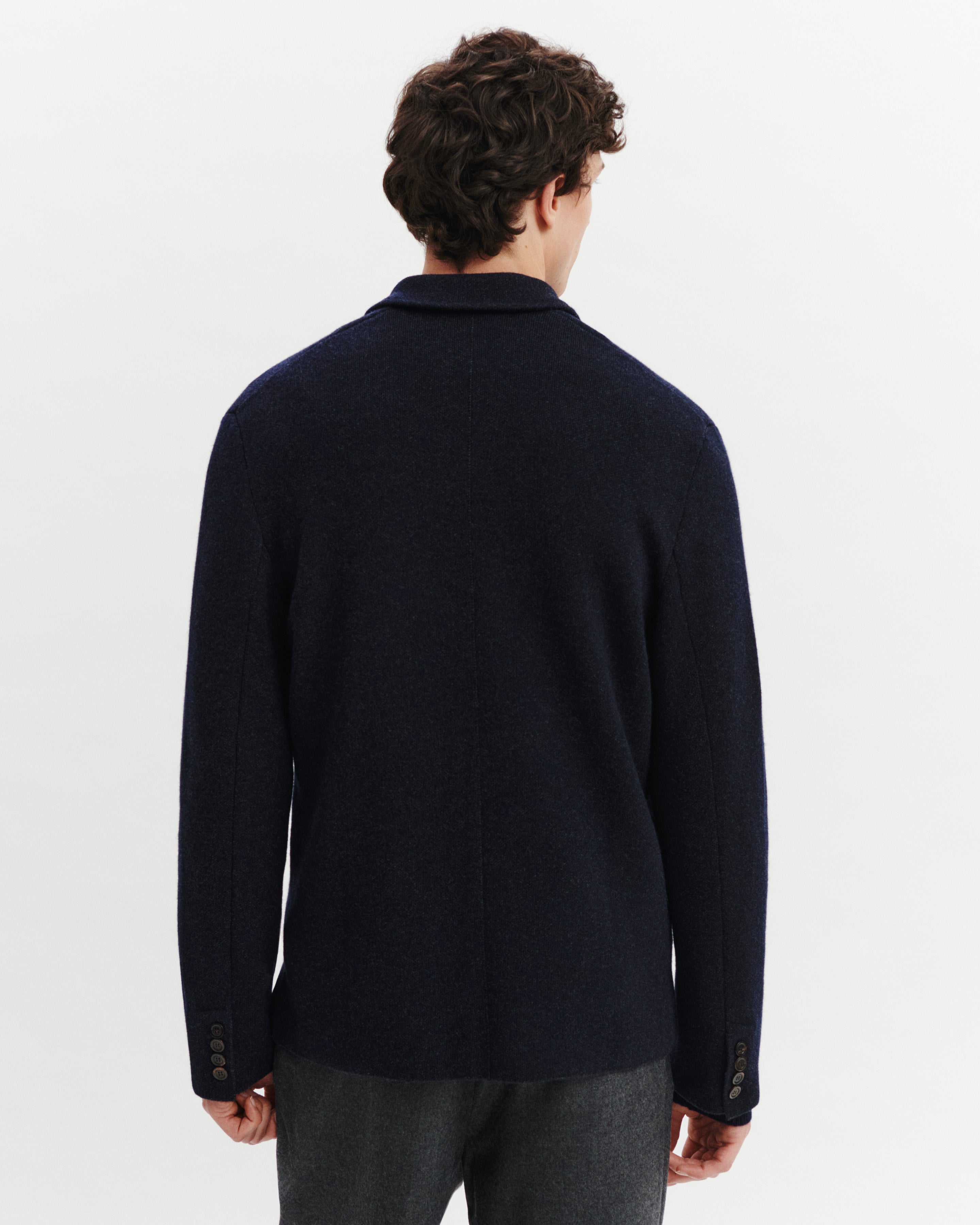 Veste blazer en piqué-MARINE/CHARBON-70% laine 30% cachemire