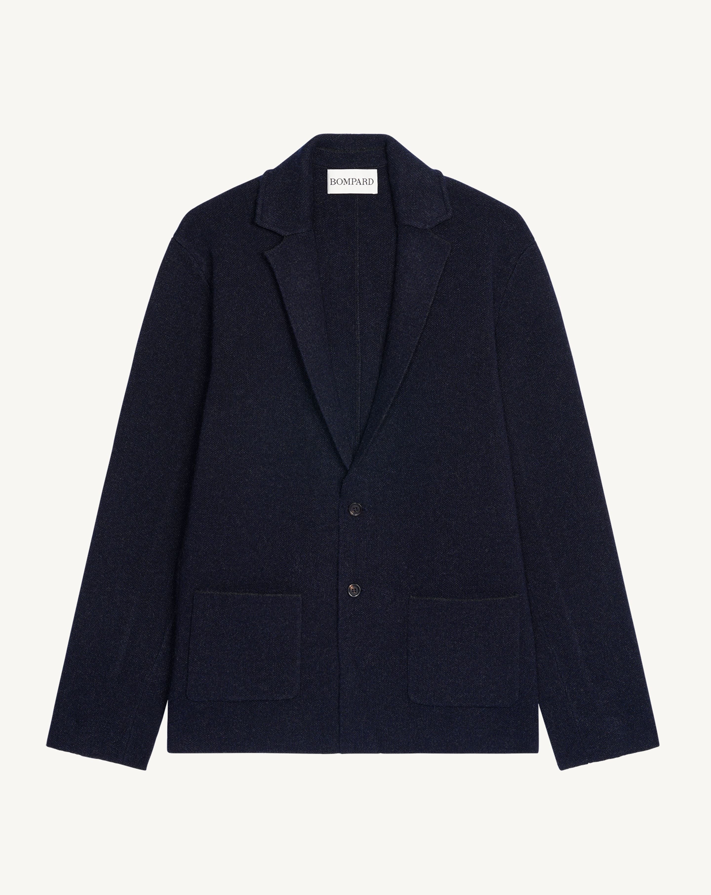 Veste blazer en piqué-MARINE/CHARBON-70% laine 30% cachemire
