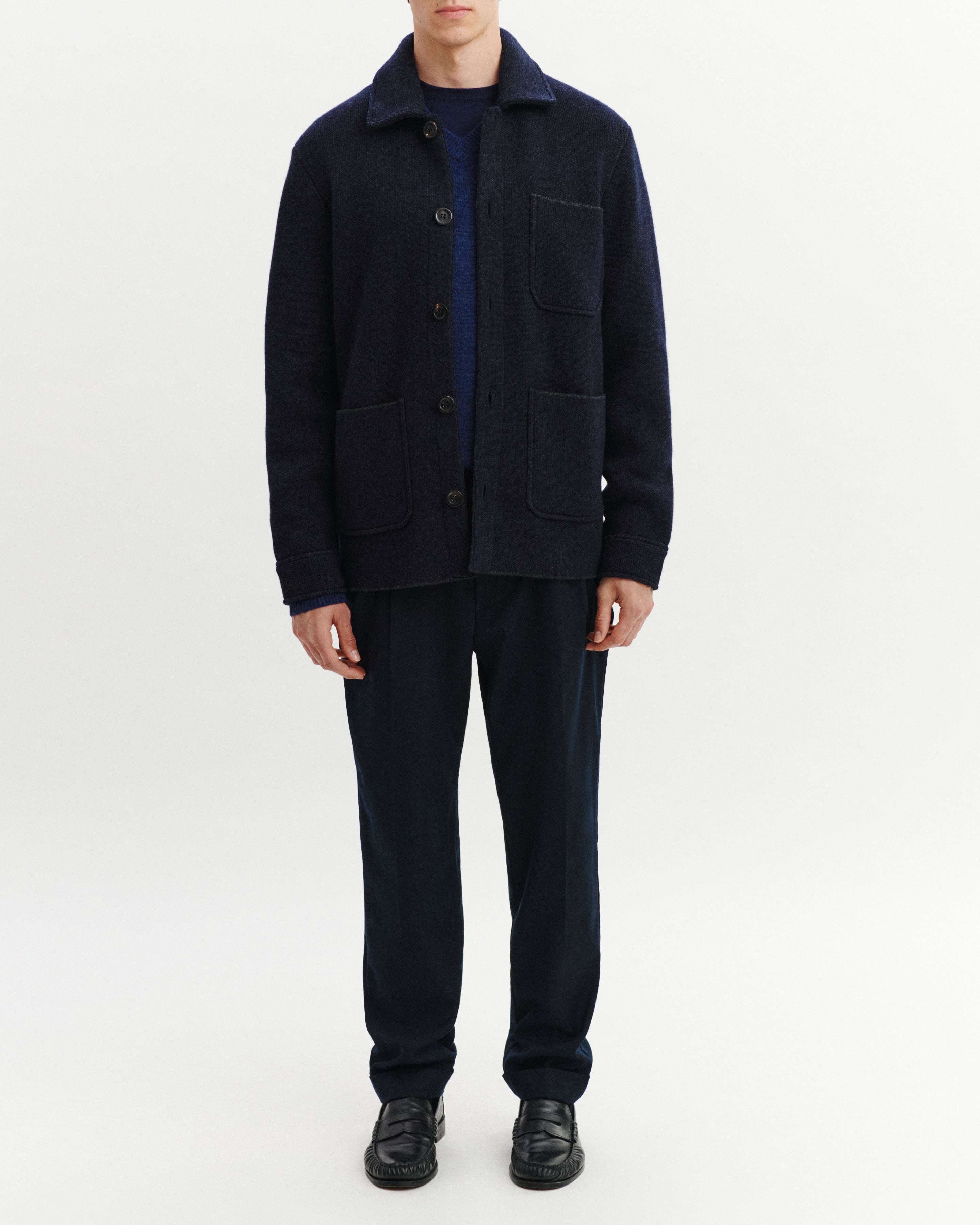 Veste en piqué-MARINE/CHARBON-70% laine 30% cachemire
