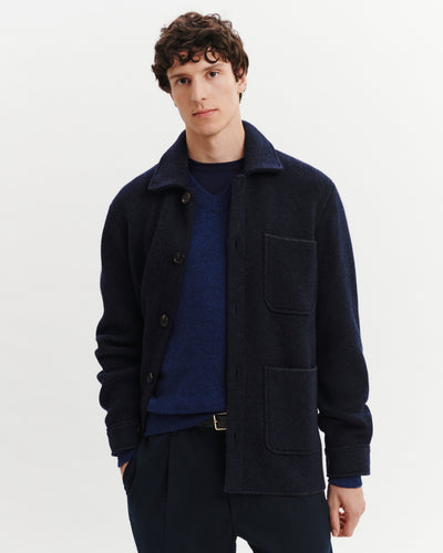 Veste en piqué-MARINE/CHARBON-70% laine 30% cachemire